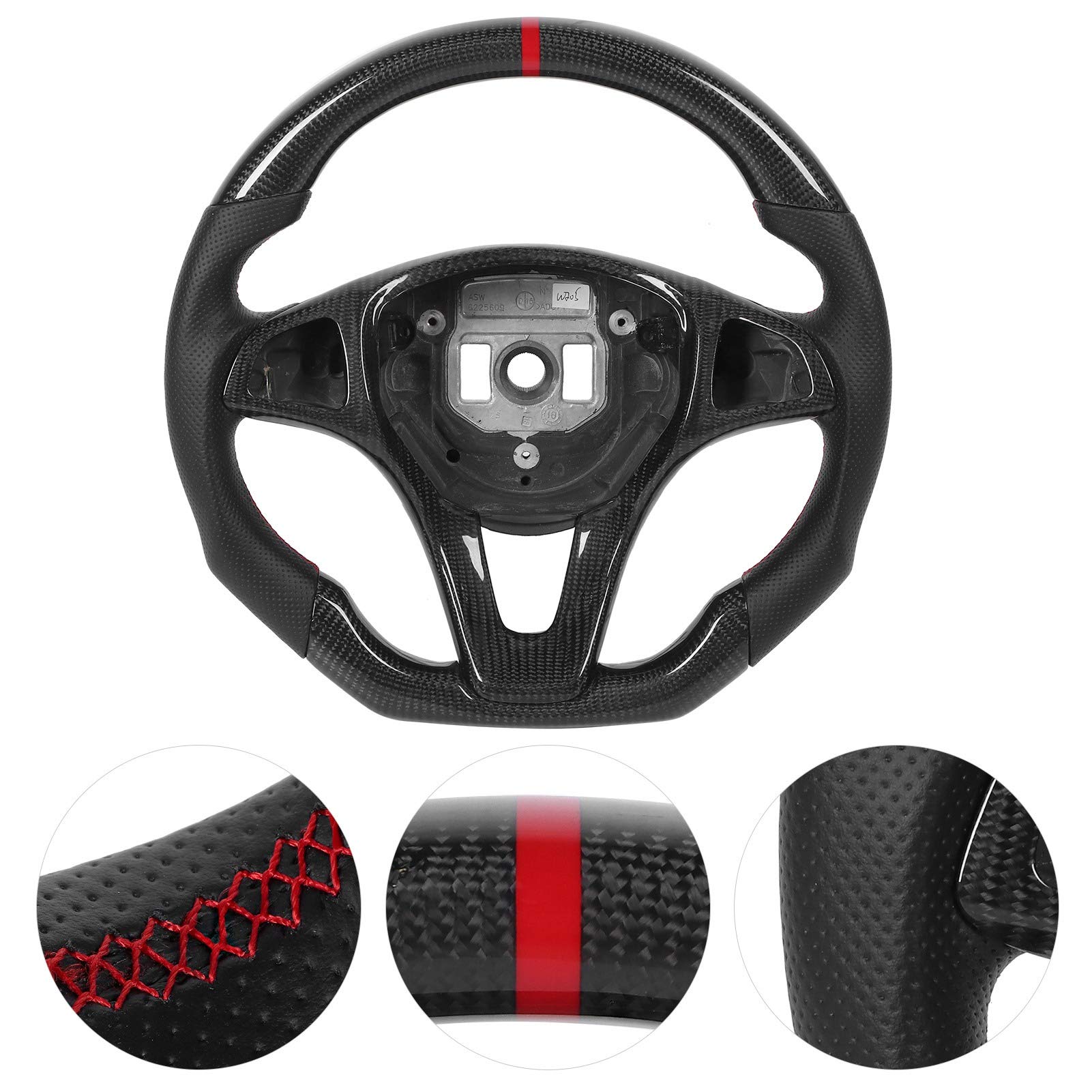 Carbon Fiber & Nappa Perforated Leather Racing Steering Wheel - Compatible with Mercedes-Benz C-Class W205 & GLC (2014-2020) - Premium Upgrade for Sporty Driving & Track Performance