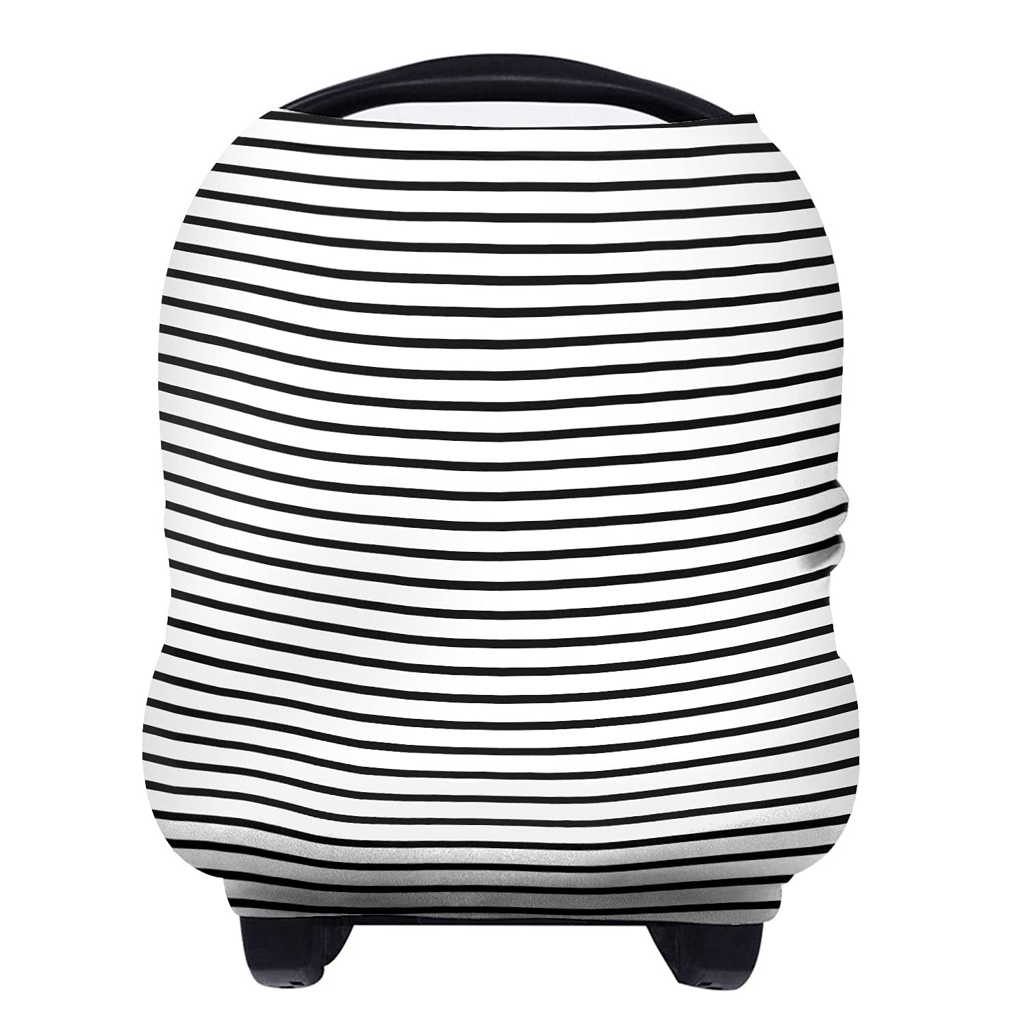 Yoofoss Nursing Cover Breastfeeding Scarf - Stretchy Baby Car Seat Canopy & Infant Stroller Cover for Boys & Girls (Black Stripe) - Perfect for Nursing, Shopping & Travel