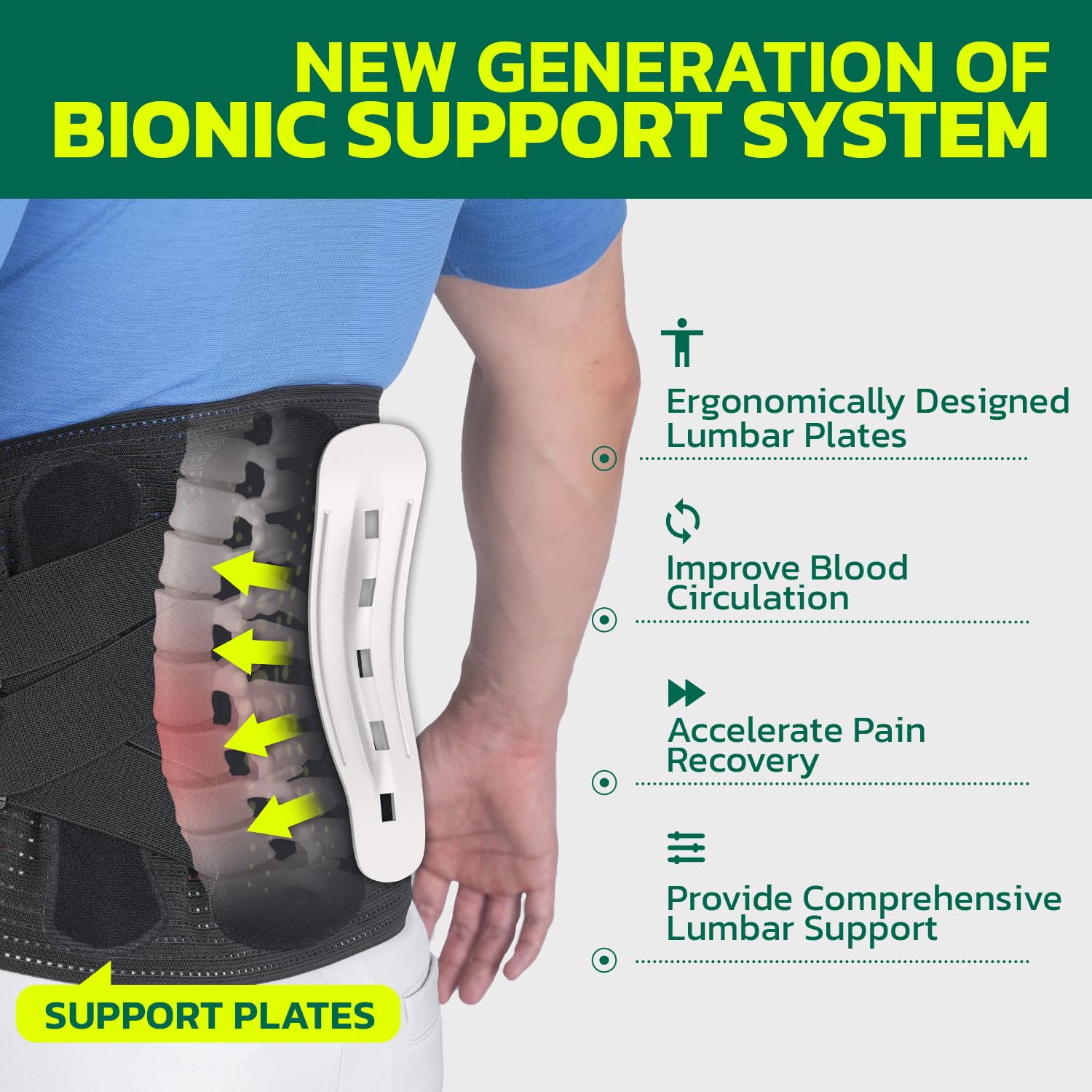 360° Support Back Brace for Lower Back Pain Relief - Adjustable Lumbar Support Belt for Men & Women with Breathable Fabric - Ideal for Herniated Disc, Sciatica, Posture Correction & Heavy Lifting