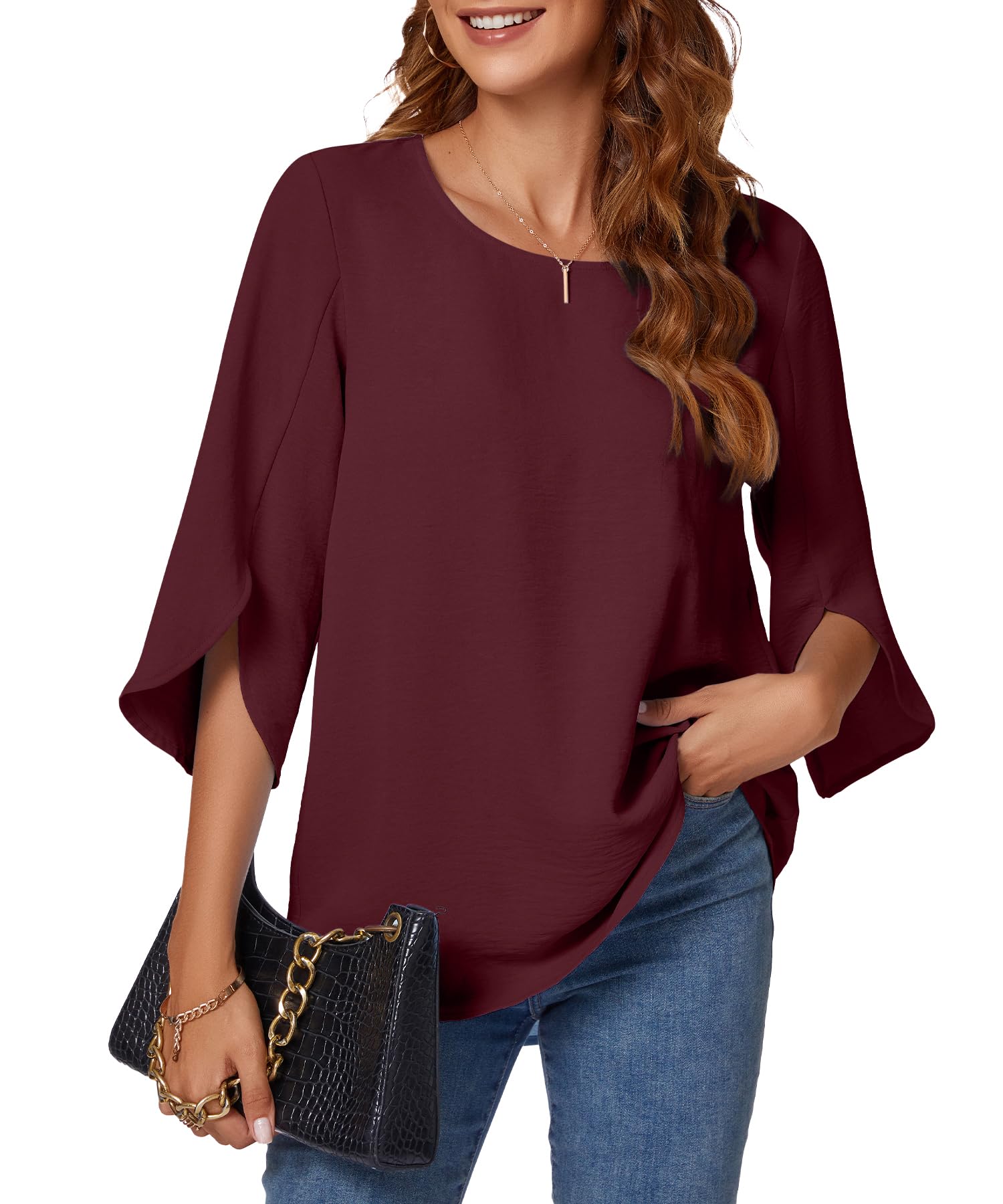 KUOTAI Women's Summer Tops - Elegant 3/4 Sleeve Blouse for Work & Business Casual Wear | Office, Date Night & Summer Outfits