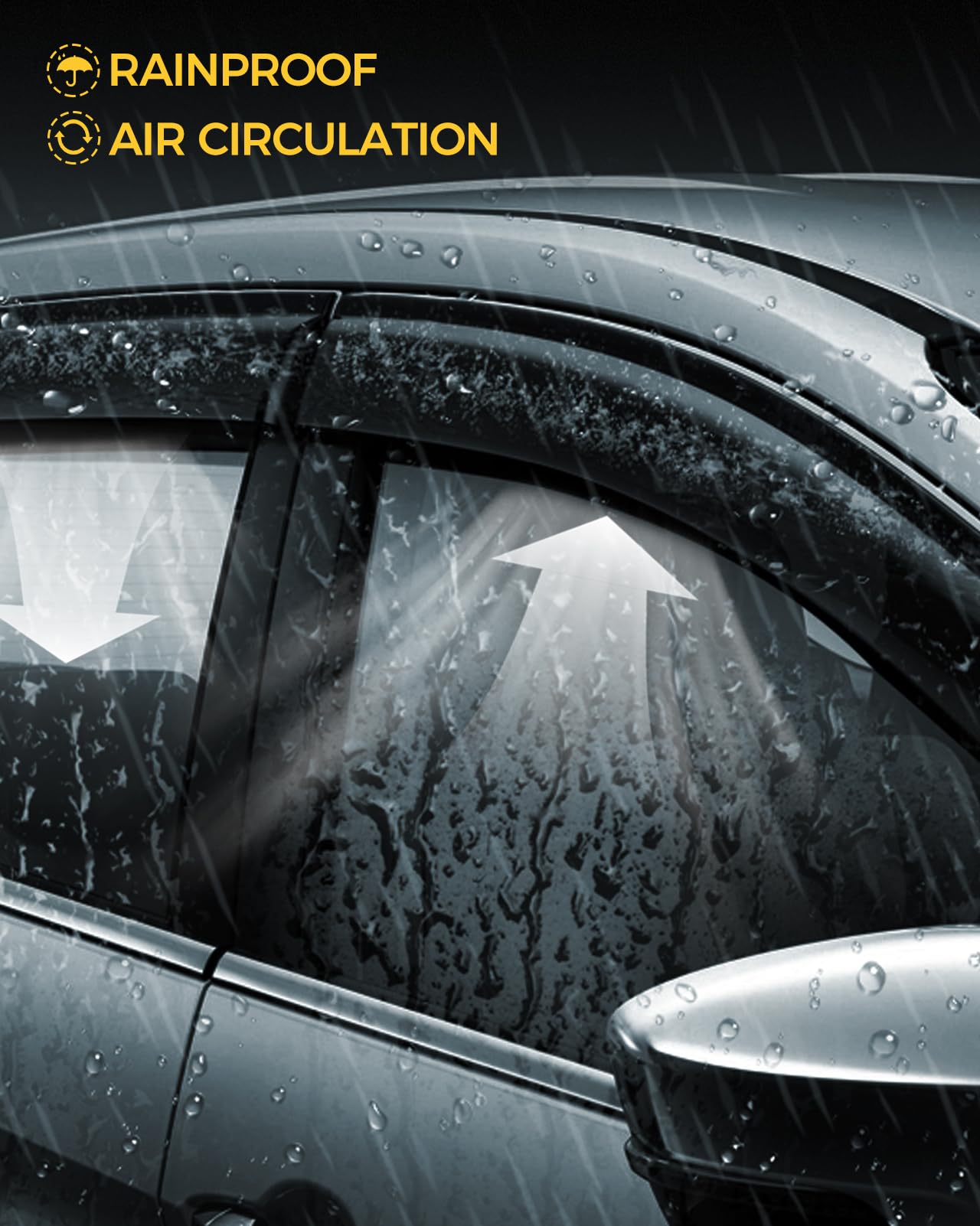 Honda Accord 2018-2023 Rain Guards - 4-Piece Tape-On Window Visors & Deflectors for Weather Protection & Fresh Air Ventilation | Perfect for Rainy Days & Highway Driving