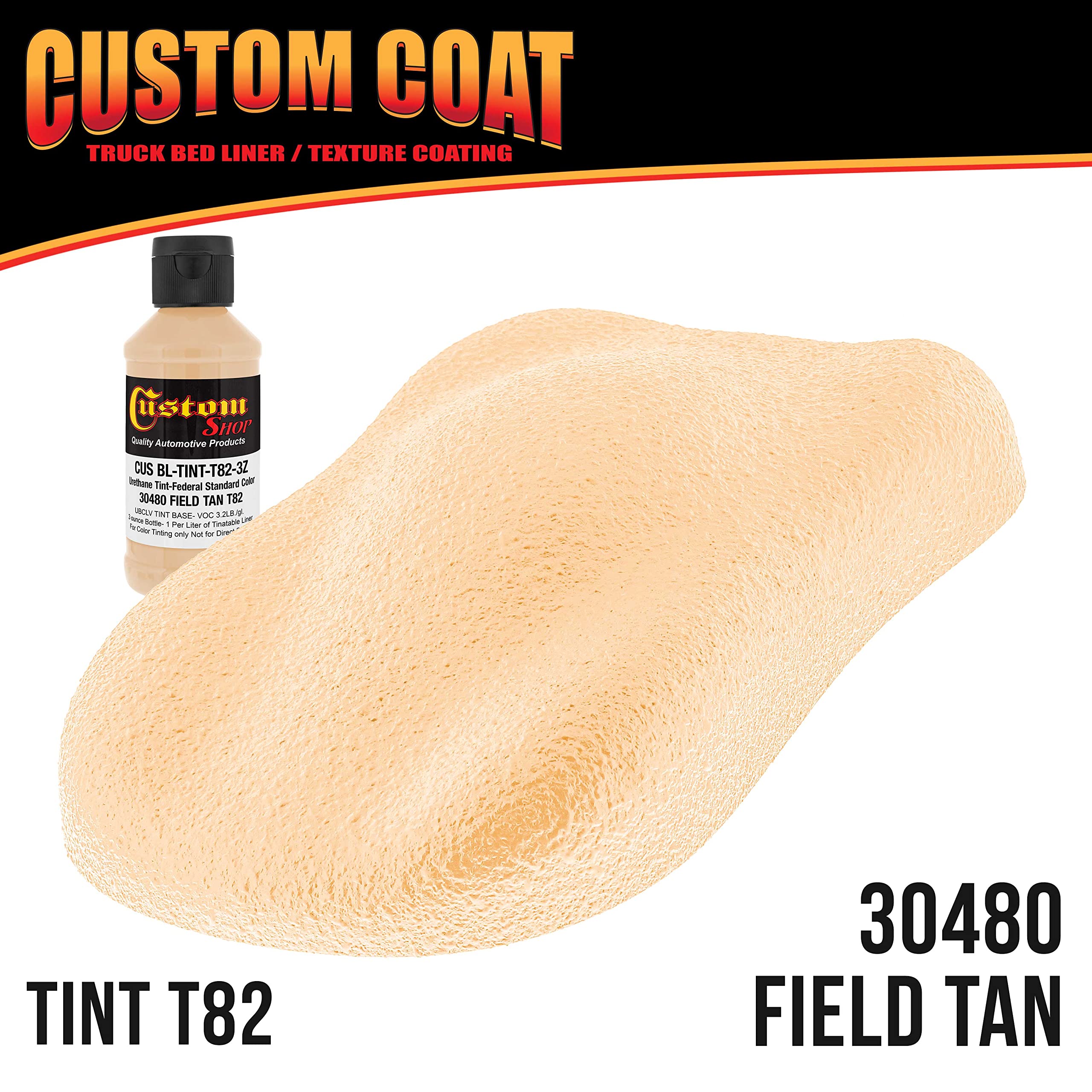 Federal Standard #30480 Field Tan T82 Urethane Truck Bed Liner Kit - 1 Quart Roll-On, Brush-On or Spray-On Protective Coating with Roller Applicator | Durable Textured Finish for Pickup Trucks, Trailers & Off-Road Vehicles