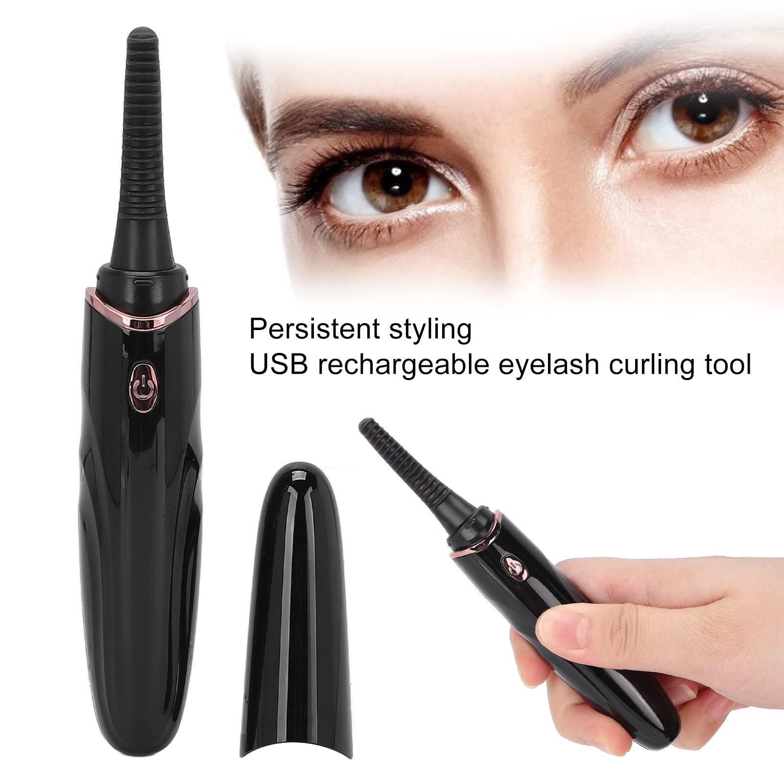 EXCLUZO Heated Eyelash Curler - Electric Lash Curler with 4 Temperature Settings, Waterproof Design for Perfect Curls | Ideal for Travel, Home Use & Women's Beauty Routine