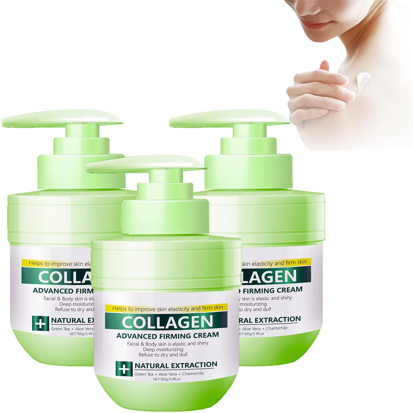 **Premium Collagen Firming Cream - Deep Hydration & Skin Tightening for Face & Body - Anti-Aging Lifting Treatment for All Skin Types (3 Pack) | Daily Skincare Routine & Nighttime Rejuvenation**