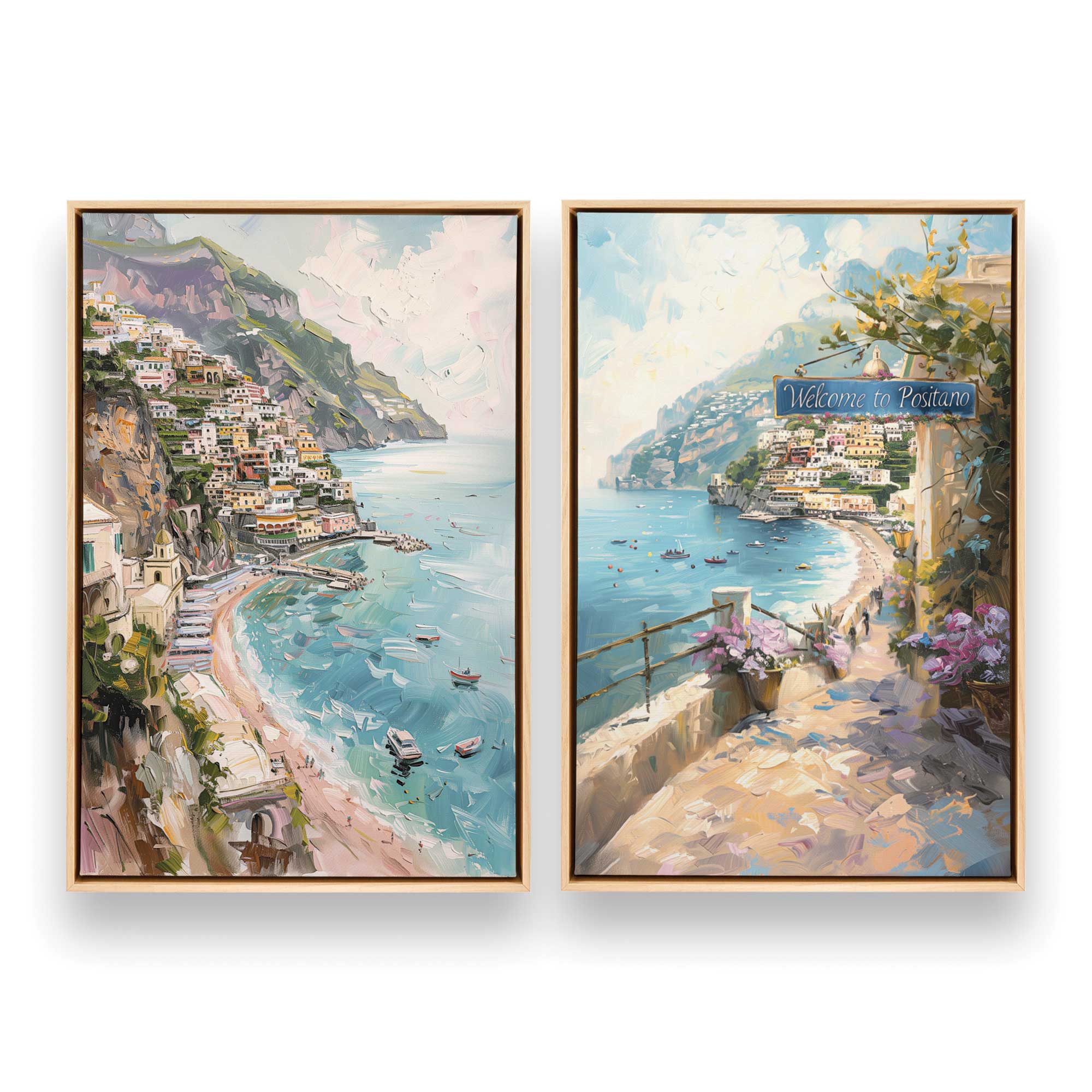Coastal Charm Paradise Wall Art - Set of 2 Canvas Prints for Beach House Decor, Living Room & Bedroom