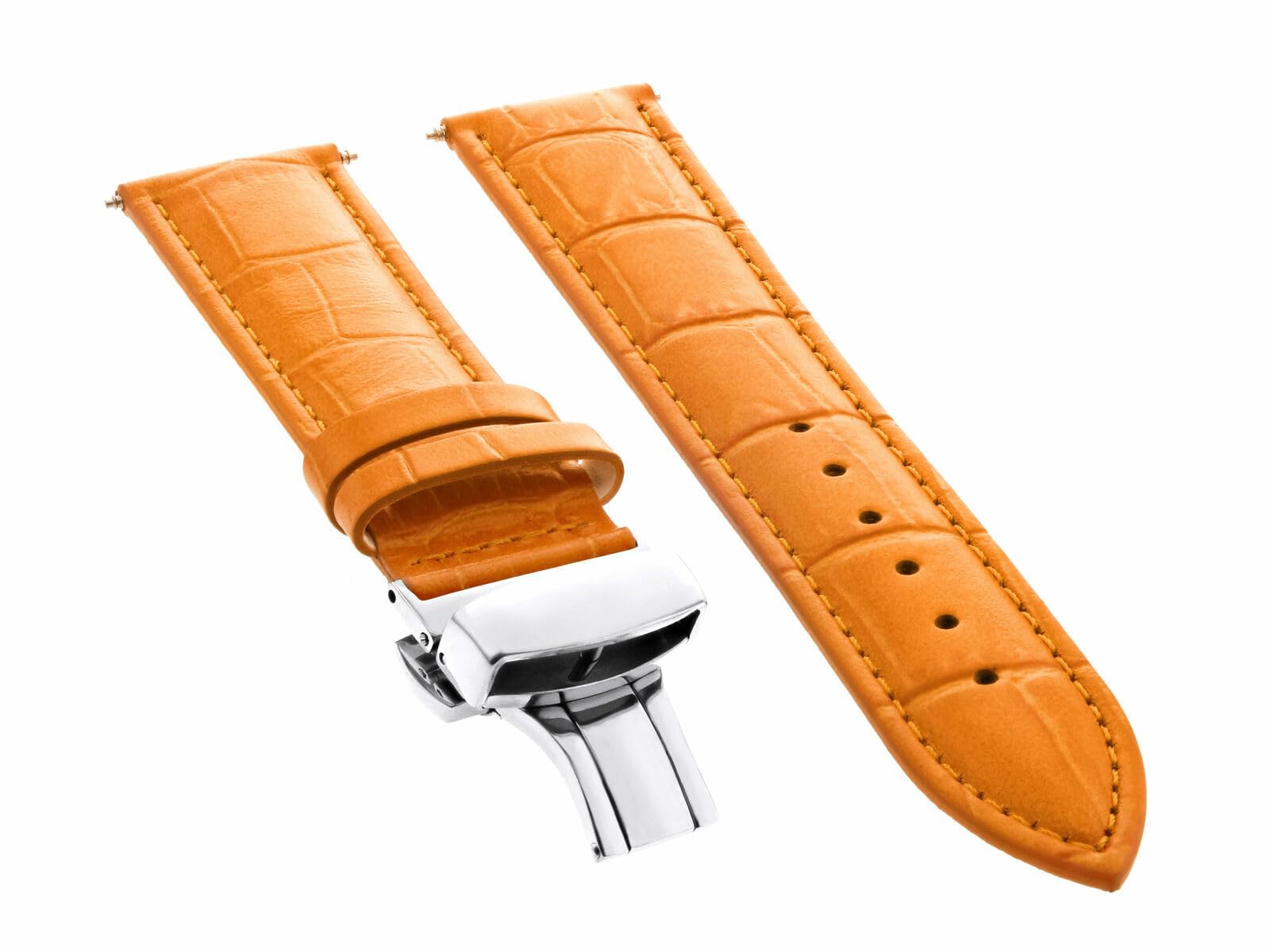 18mm Genuine Leather Watch Band Strap for Tudor Watches - Orange Deployment Clasp Replacement Strap | Perfect for Casual Wear, Business Attire & Special Occasions