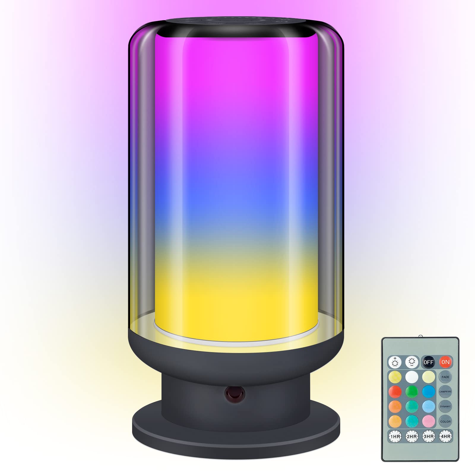 LUXSWAY Remote Control LED Bedside Table Lamp - Dimmable Warm White & Multi-Color Night Light with Timer for Bedroom, Living Room, Office (Black, 1 Pack) | Perfect for Reading, Relaxation & Mood Lighting