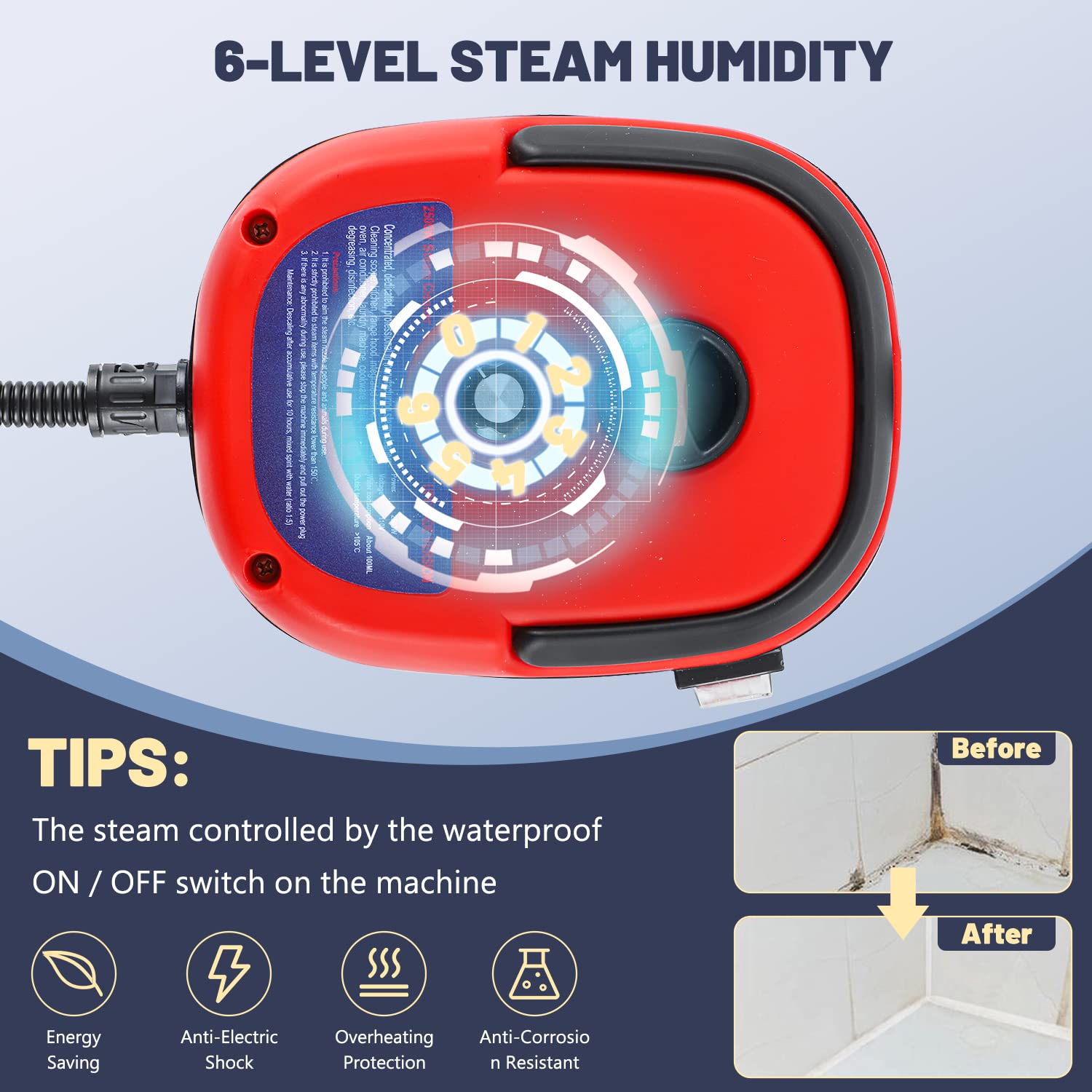 Moongiantgo 2-in-1 Handheld Steam Cleaner - 1500W High Power Steamer for Home Cleaning, Sanitizing Floors, Tiles, Grout, Windows & More | Portable Multi-Surface Steam Mop with Quick Heat Technology