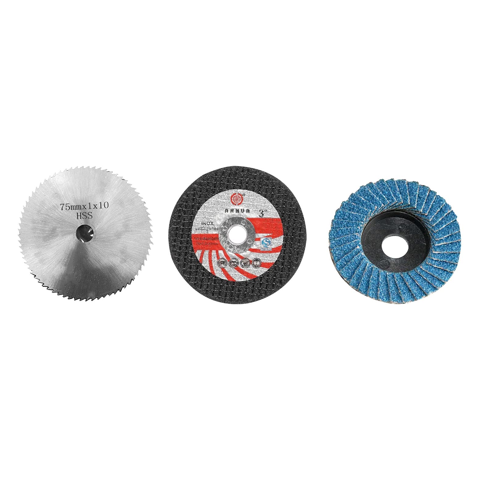 75mm Diameter 10mm Bore Grinding Disc for Angle Grinder - 3-Piece HSS Disc Set for Metal, Wood & Stone - Perfect for DIY Projects, Construction & Home Renovation