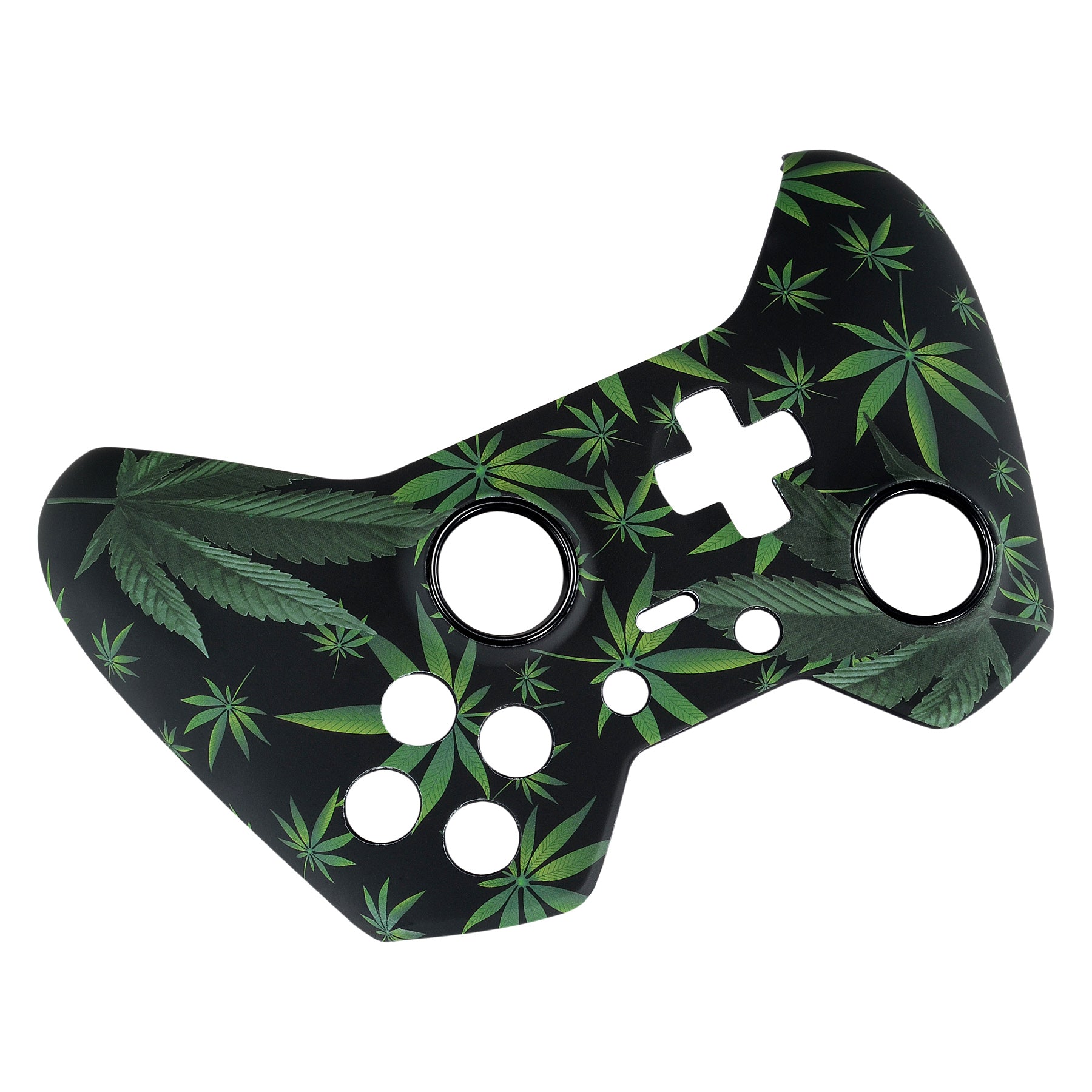 eXtremeRate Green Weeds Leaves Faceplate Cover - Soft Touch Front Shell & Comfortable Grip Replacement Kit for Xbox One Elite Controller Model 1698 with Thumbstick Accent Rings (XOET008) - Perfect for Gaming, Customization & Enhanced Controller Performance
