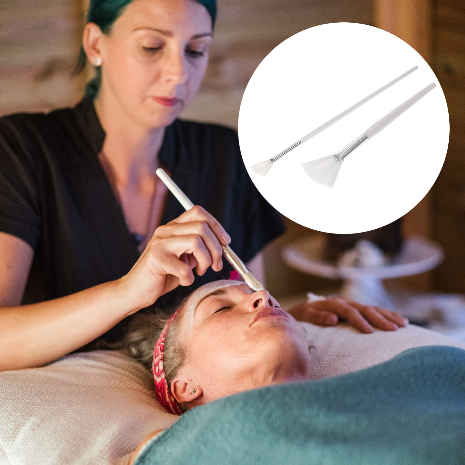 Lurrose 2PC Soft Face Mask Brush for Glycolic Peel & Makeup Application - Salon & Home Skincare