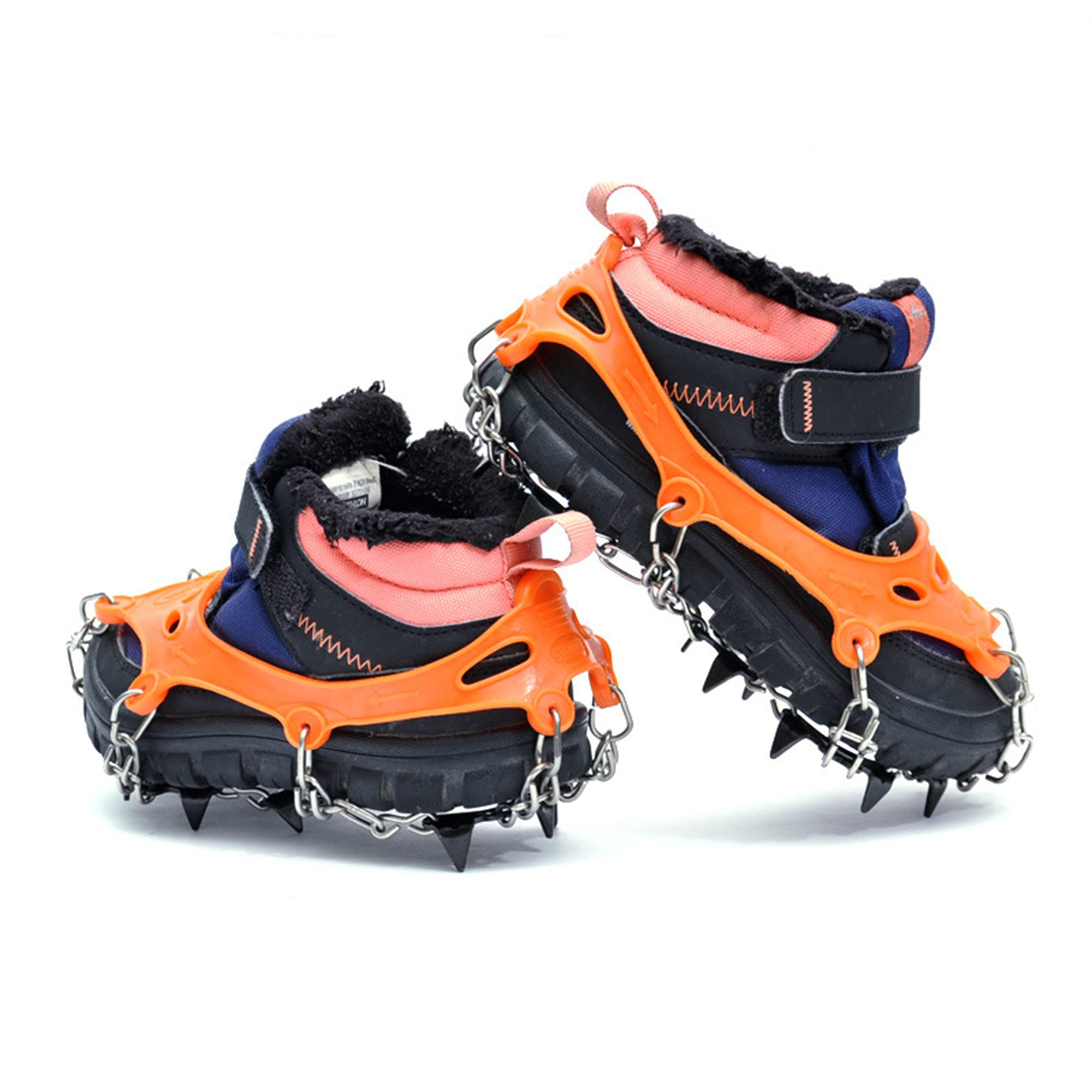 CYzpf 11 Teeth Crampons - Stainless Steel Ice & Snow Traction Cleats for Hiking, Climbing, Jogging - Non-Slip Spikes for Kids & Adults - Perfect for Winter Outdoor Activities, Fishing & Snowy Terrain