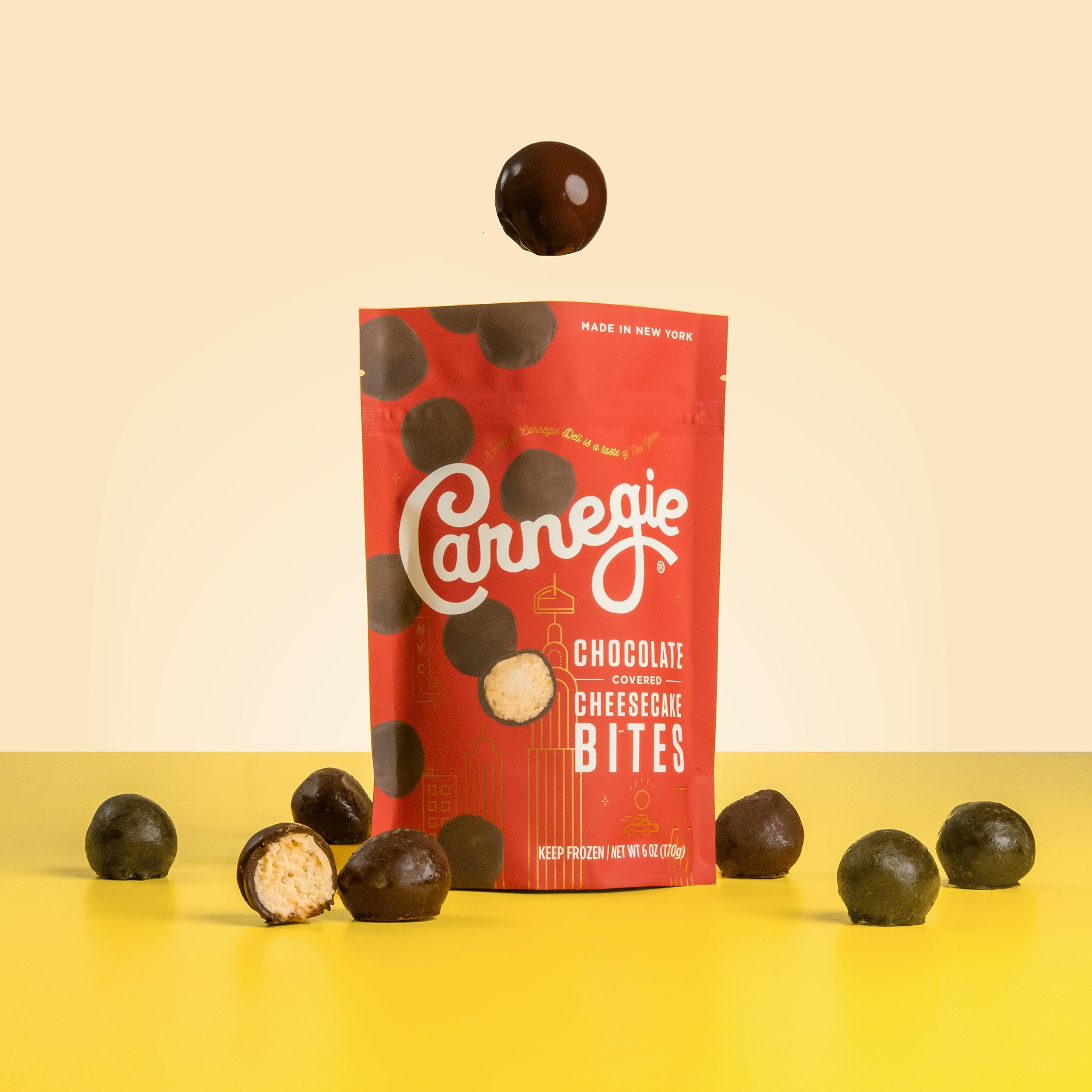 Carnegie Deli Chocolate Covered Cheesecake Bites - Gourmet Dessert Snacks, 6 Oz Pack of 8 (80 Bites) | Perfect for Parties, Gifts & Sweet Cravings