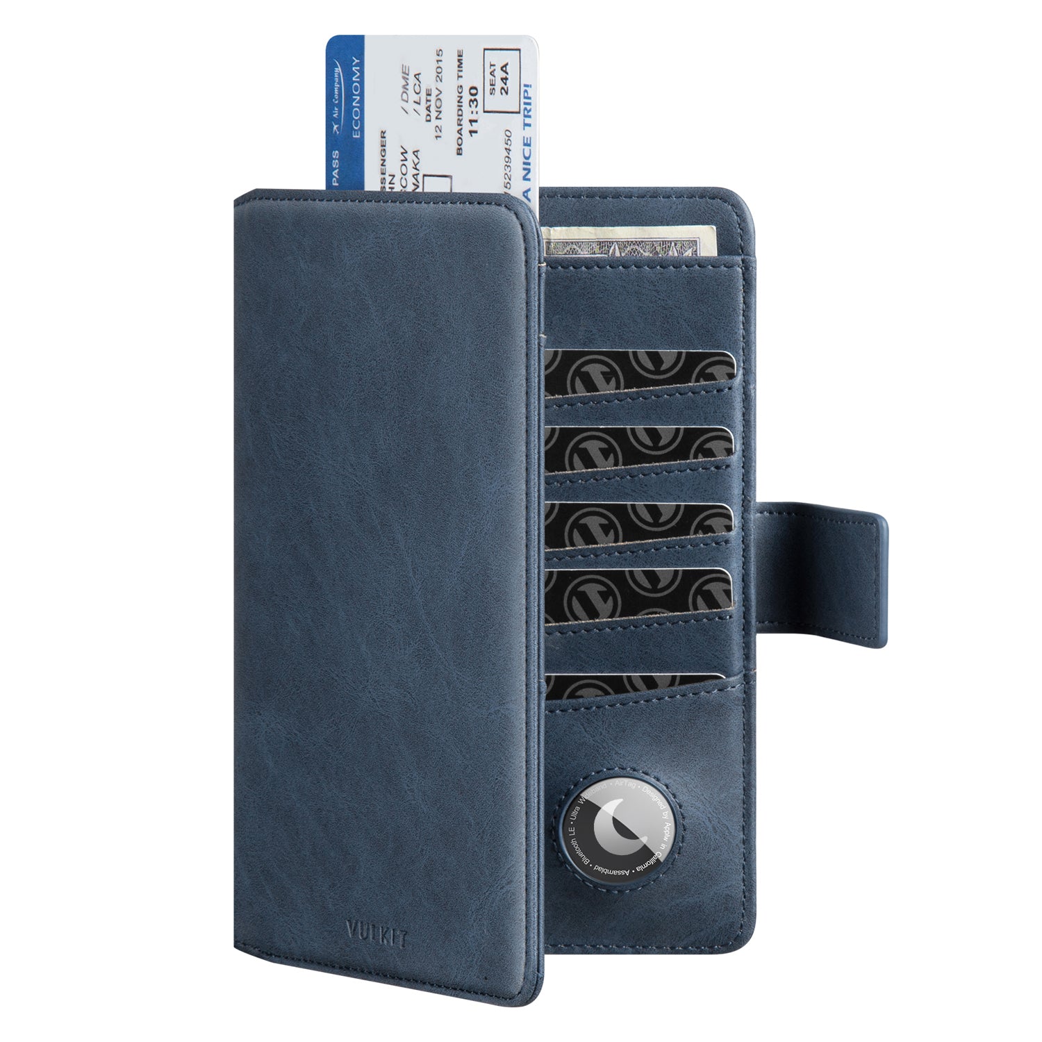 VPW101 RFID Blocking Passport Wallet with AirTag Holder - Secure Travel Organizer for International Trips & Business Travel