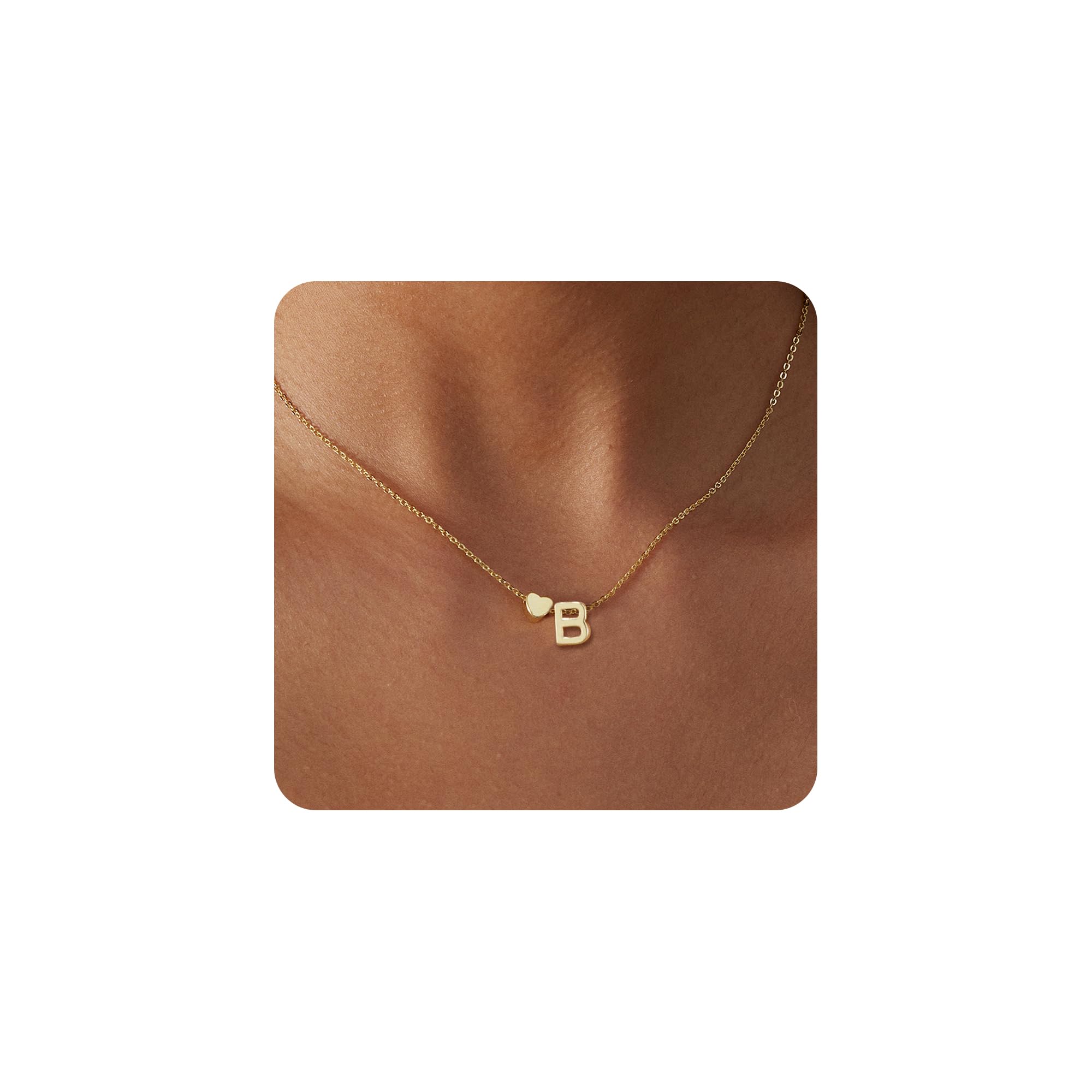 14K Gold Plated Personalized Initial Necklace for Women - Dainty Heart Letter Pendant Name Necklace | Perfect Gift for Birthday, Anniversary & Valentine's Day