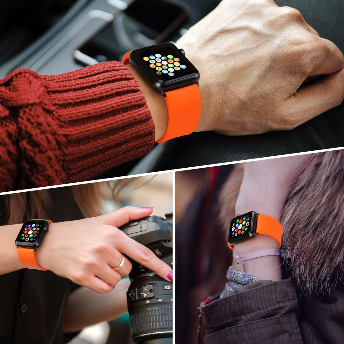 Premium MAIKES Rubber Sport Band Replacement for Apple Watch 38mm 40mm 42mm 44mm 45mm 49mm - Compatible with iWatch Series 1/2/3/4/5/6/7/8 - Durable Soft Strap for Men & Women - Perfect for Workouts, Running & Daily Wear