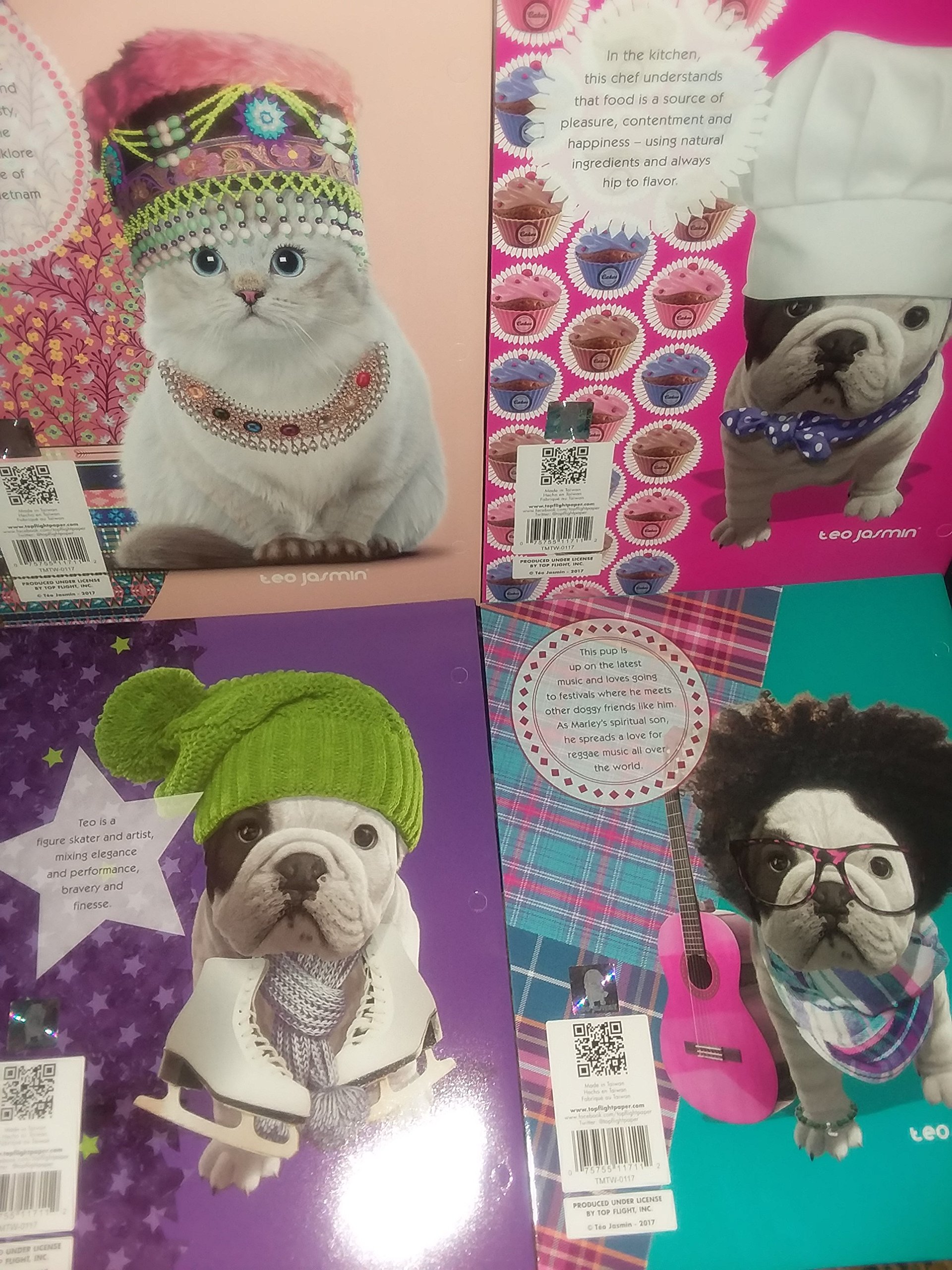 Teo Jamin Snack Party Pack - 4 Pack Cute Puppy Folders for School, Office & Home Organization | Perfect for Kids, Students & Pet Lovers