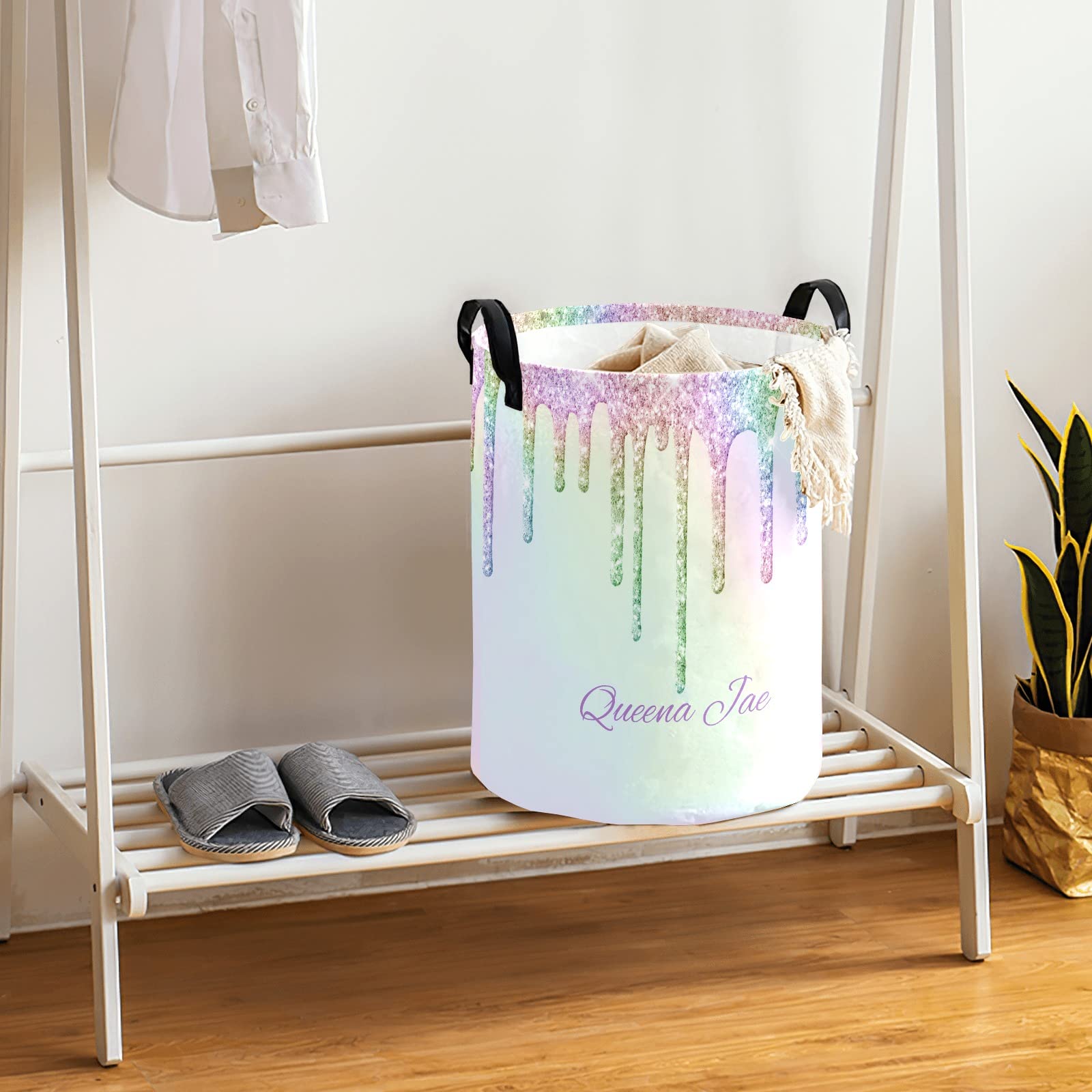 Holographic Glitter Storage Bin - Waterproof Oxford Fabric Laundry Hamper, Toy Organizer & Gift Basket for Bedroom, Nursery, Clothes Storage | Perfect for Baby Room, Toy Storage & Home Organization