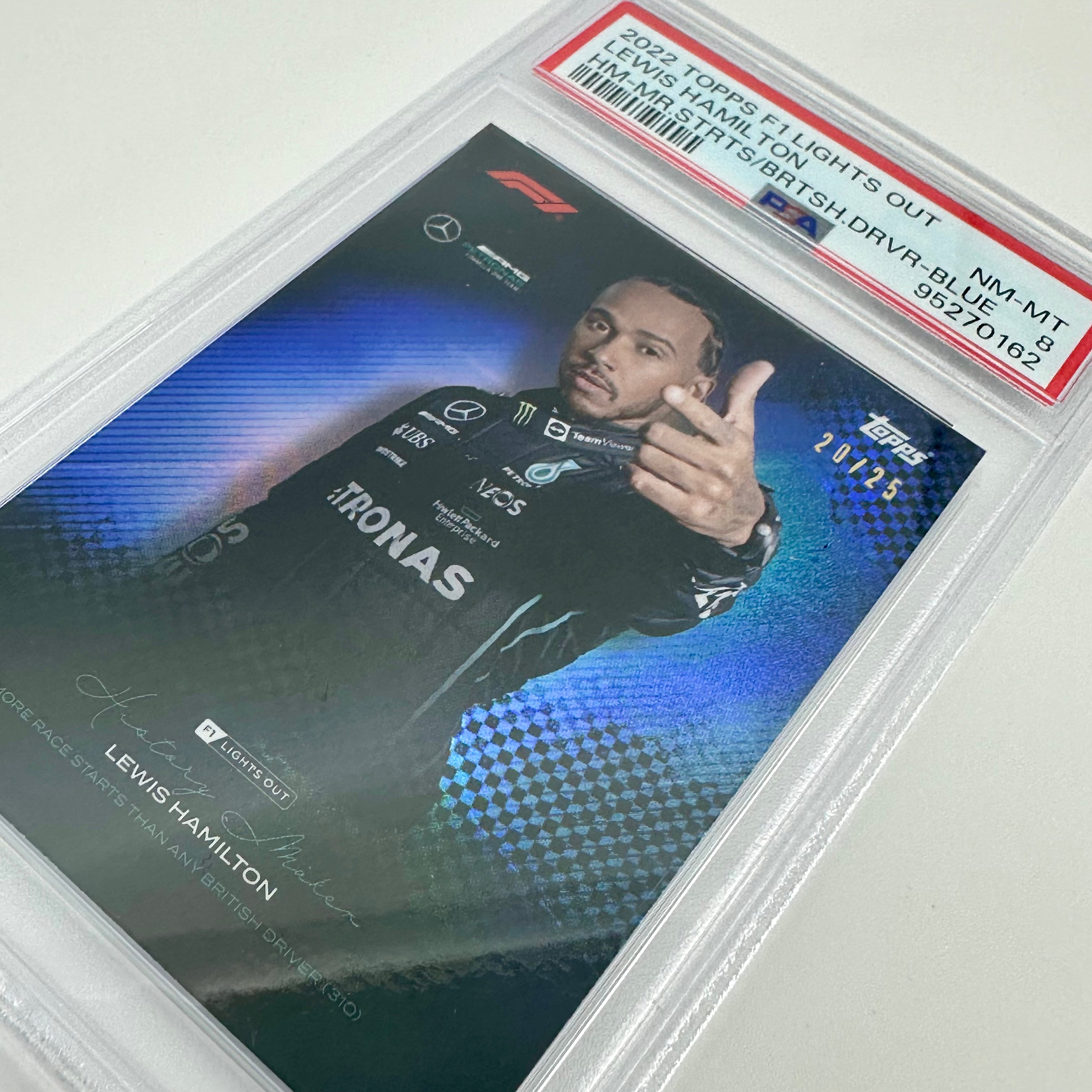 PSA 8 Graded 20/25 Lewis Hamilton History Maker Blue Parallel Card - Perfect for F1 Collectors, Sports Memorabilia Displays & Investment Portfolios