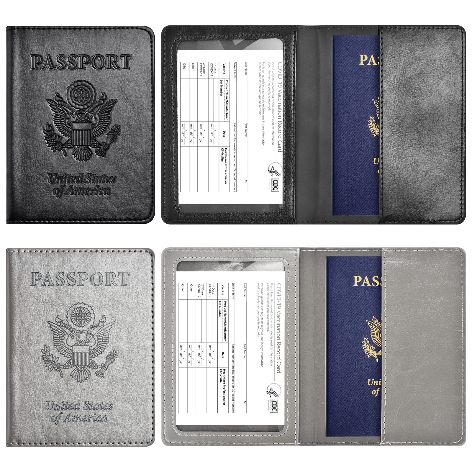 Eoehro 2-Pack RFID Blocking Passport Holder Wallet - Leather Travel Document Organizer for Women & Men | Perfect for International Flights, Vacations & Business Trips