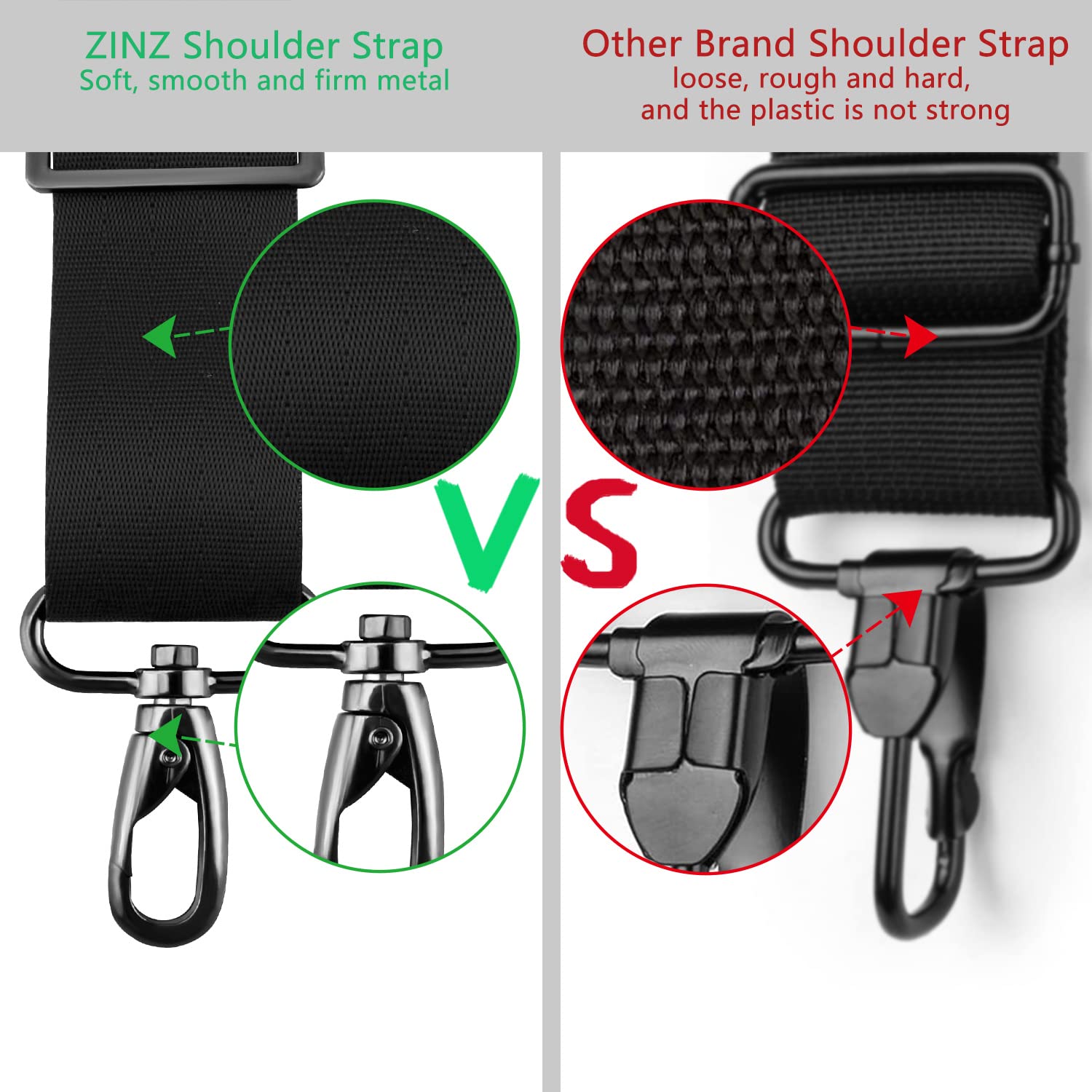 ZINZ 79-inch Universal Replacement Shoulder Strap - Extra Thick Padded Shoulder Cushion with Dual Metal Swivel Hooks & Secure Clasps - Compatible with Laptop Bags, Luggage, Camera Cases & Crossbody Bags (200cm, Black) - Perfect for Travel, Commuting & Everyday Carry