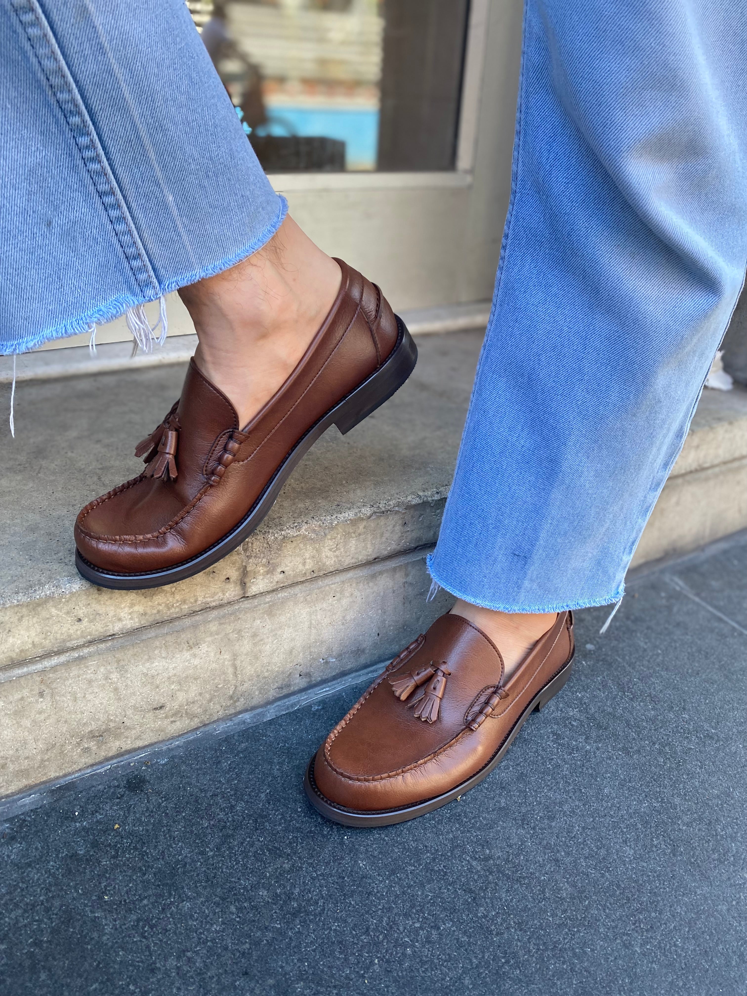 Novacas Genuine Leather Tan Finn Loafer Shoes for Men - Comfortable & Stylish Slip-Ons for Casual Wear, Office & Travel