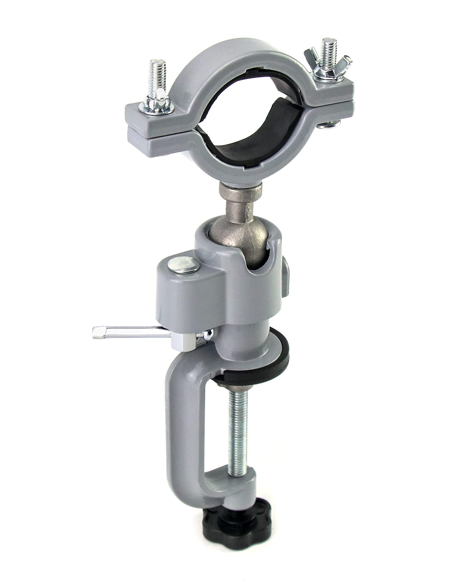 QWORK 360° Universal Bench Clamp Vise & Electric Drill Stand - Heavy Duty Grinder Holder Bracket for Jewelry Making, Woodworking & DIY Projects | Perfect for Home Workshop & Table Drill Use