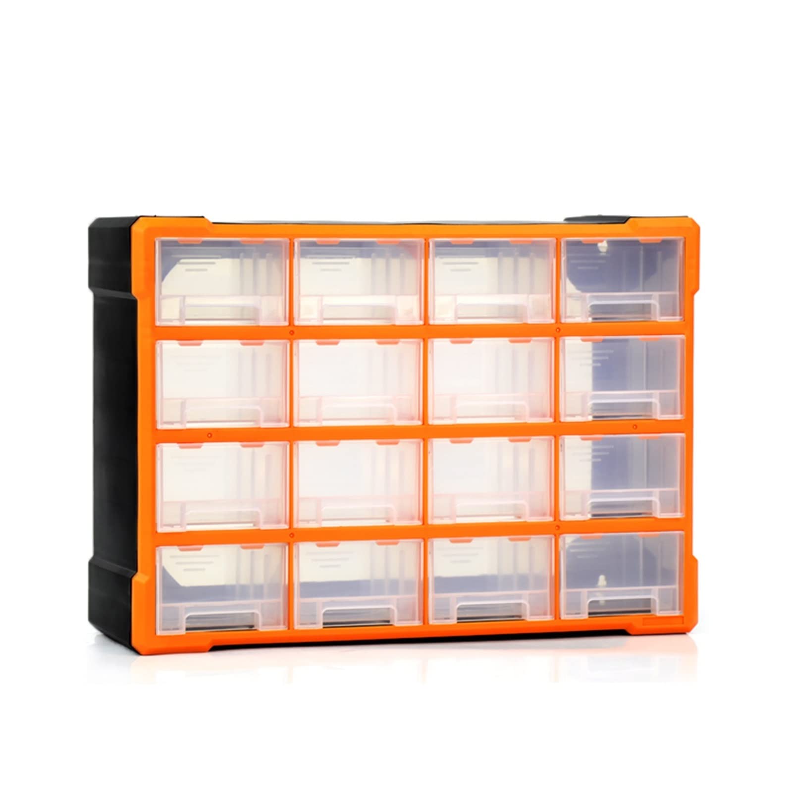 16-Drawer Plastic Storage Cabinet for Tools, Hardware & Crafts - Wall Mount Organizer for DIY Bits & Screws (Orange, 522x180x375mm) - Perfect for Garage, Workshop & Craft Room Organization