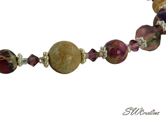 Purple Variscite Jasper Gemstone Beaded Necklace for Women | Natural Healing Crystal Jewelry | Perfect for Meditation, Yoga & Spiritual Gifts