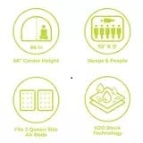 Core 6-Person Instant Pop-Up Family Camping Tent with LED Lighted Dome & 2 Sleeping Bags - Waterproof Outdoor Tent for Backpacking, Hiking & Family Adventures - Compact Design for Easy Setup & Privacy