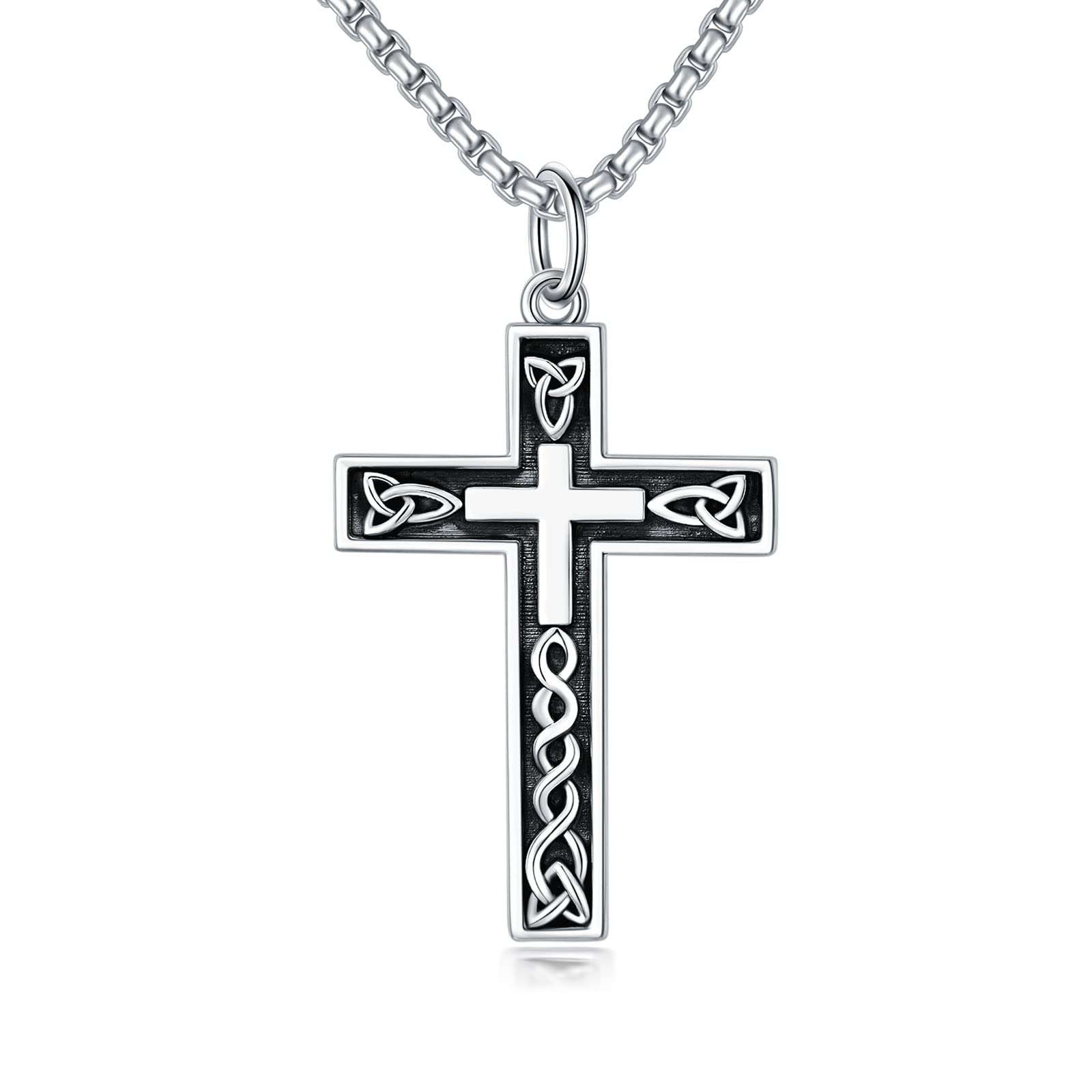 925 Sterling Silver Cross Necklace for Men & Women - Polished Delicate Crucifix Pendant Jewelry Gift for Birthday, Christmas, Valentine's Day - 20/22/24 Inch Chain - Perfect for Church, Daily Wear & Special Occasions