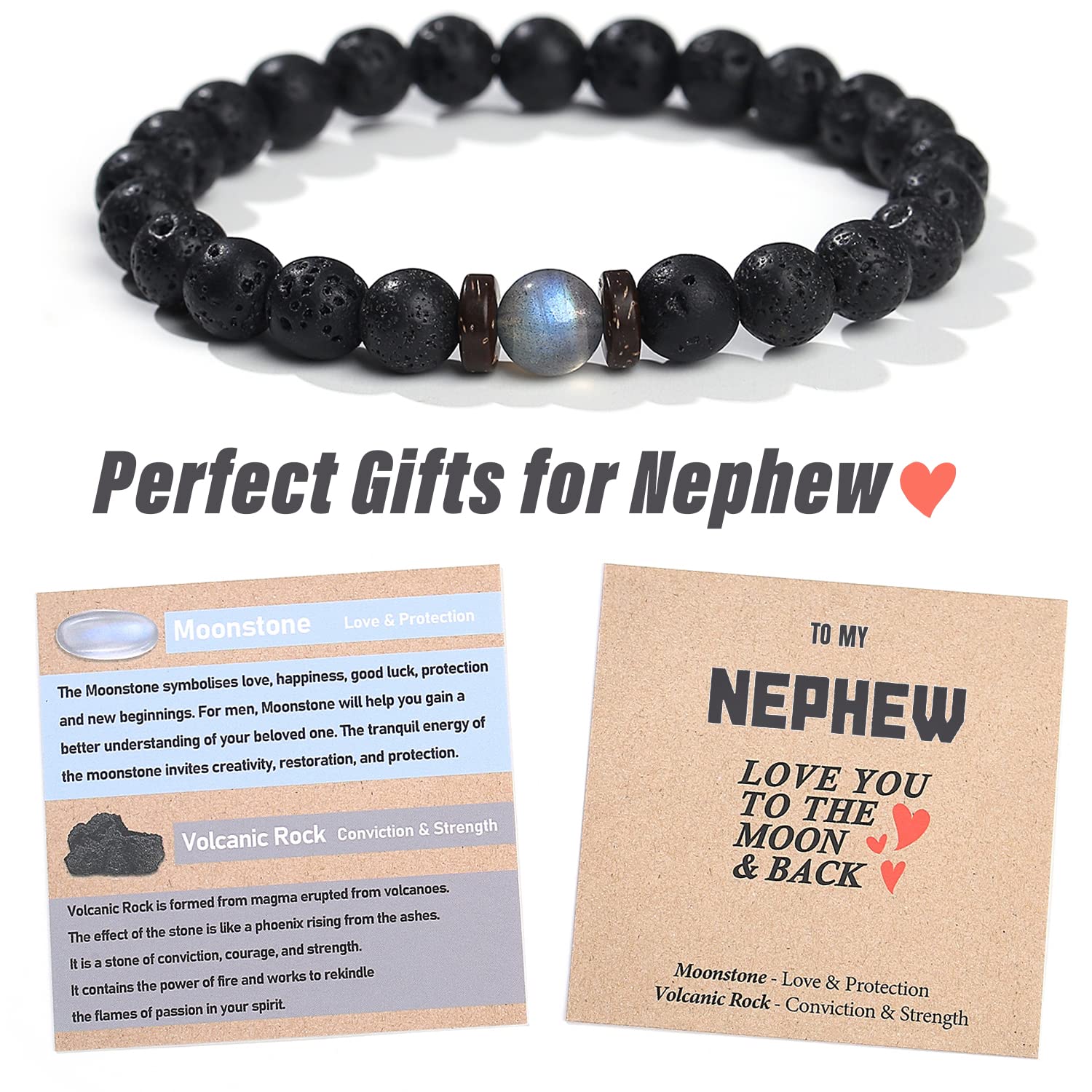 Personalized Bead Bracelet for Nephew - Thoughtful Graduation, Christmas, Valentine's, Father's Day & Easter Gift from Aunt/Uncle | Unique Aunt-Nephew Keepsake for Special Occasions | Perfect Stocking Stuffer & Meaningful Present for Celebrations