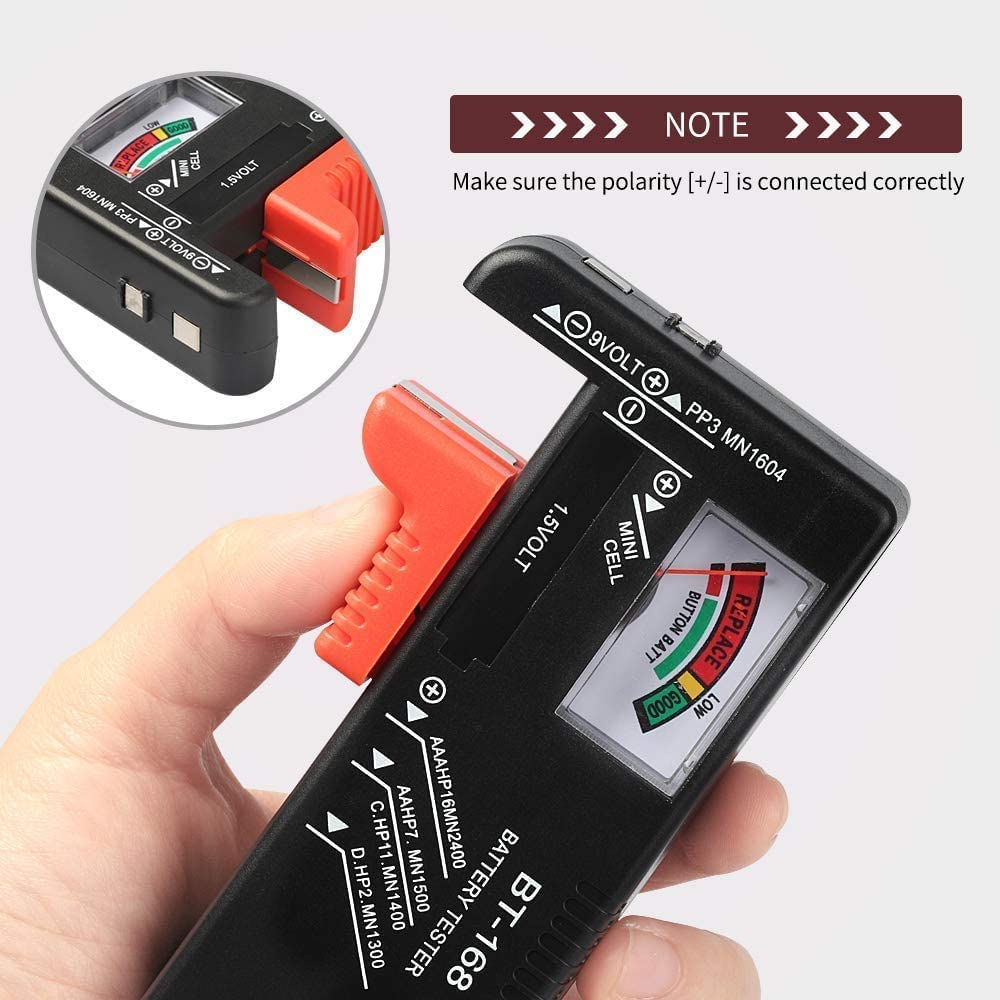MZD8391 Digital Battery Tester - AA AAA C D 9V 1.5V Button Cell Battery Checker for Household Devices (No Battery Required) - Perfect for Flashlights, Toys, Remote Controls & Electronic Gadgets (1 Pack)