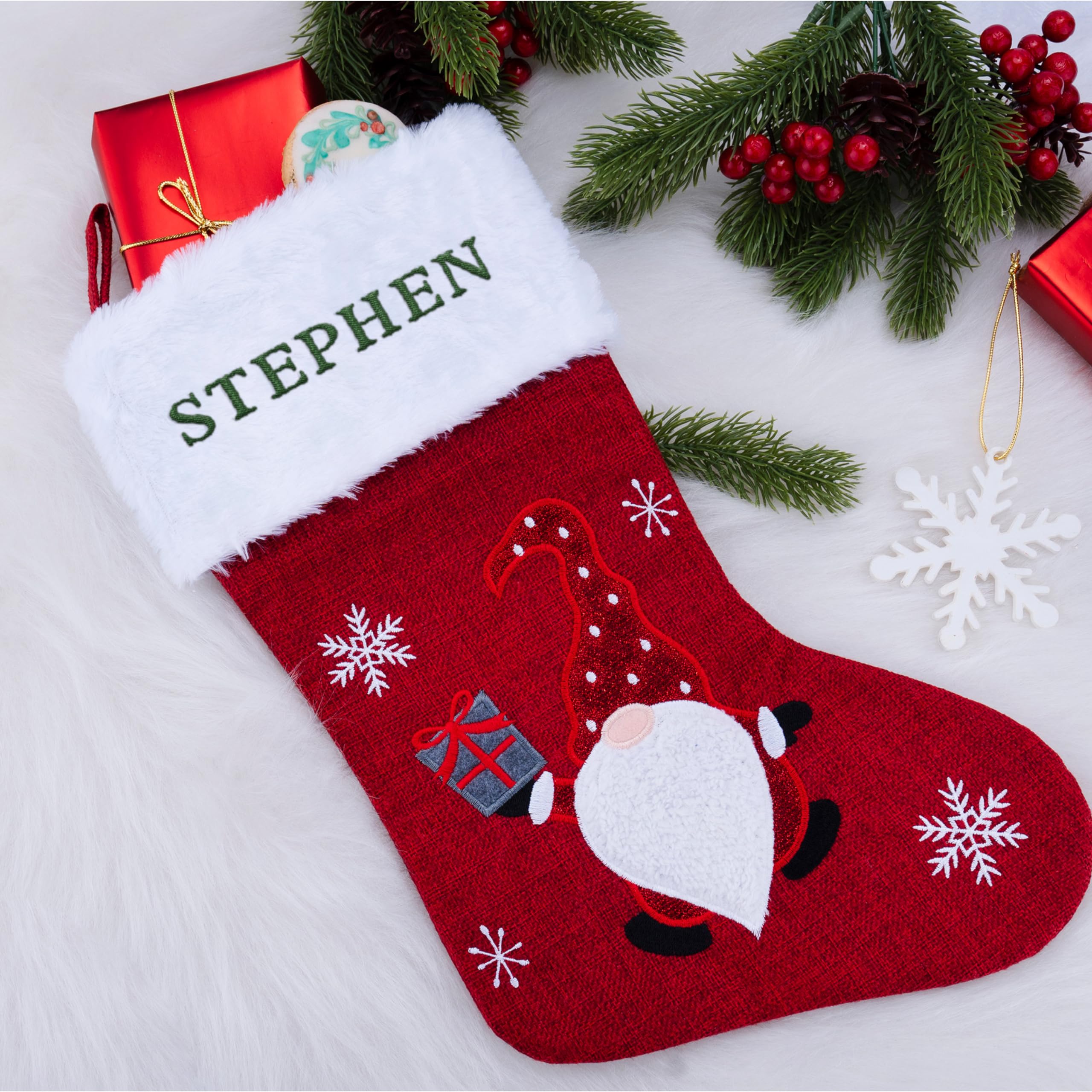 Personalized Christmas Stockings for Dogs & Cats - 7 Festive Designs & 6 Custom Fonts - Custom Pet Stockings for Xmas, Holiday Decor - Fireplace Mantel & Christmas Party Decoration with Paw Prints - Perfect for Pet Lovers & Family Holiday Celebrations