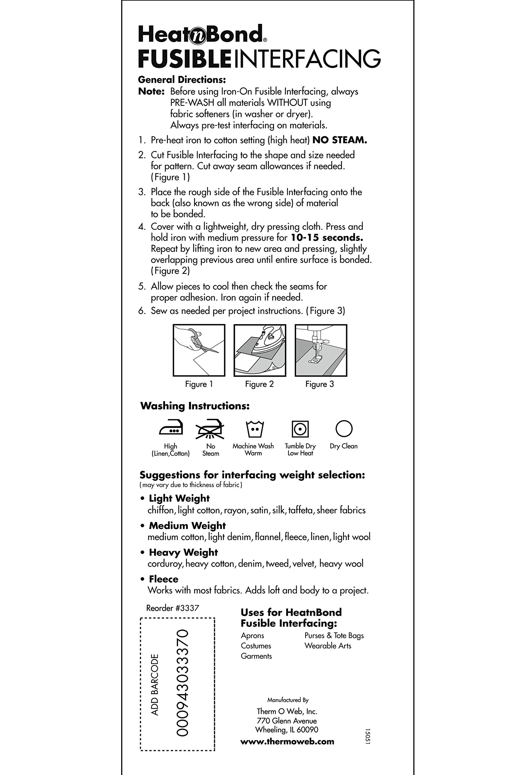 Heat'n Bond 102974 Medium Weight Iron-On Fusible Interfacing - Perfect for DIY Sewing Projects, Quilting & Fabric Crafts