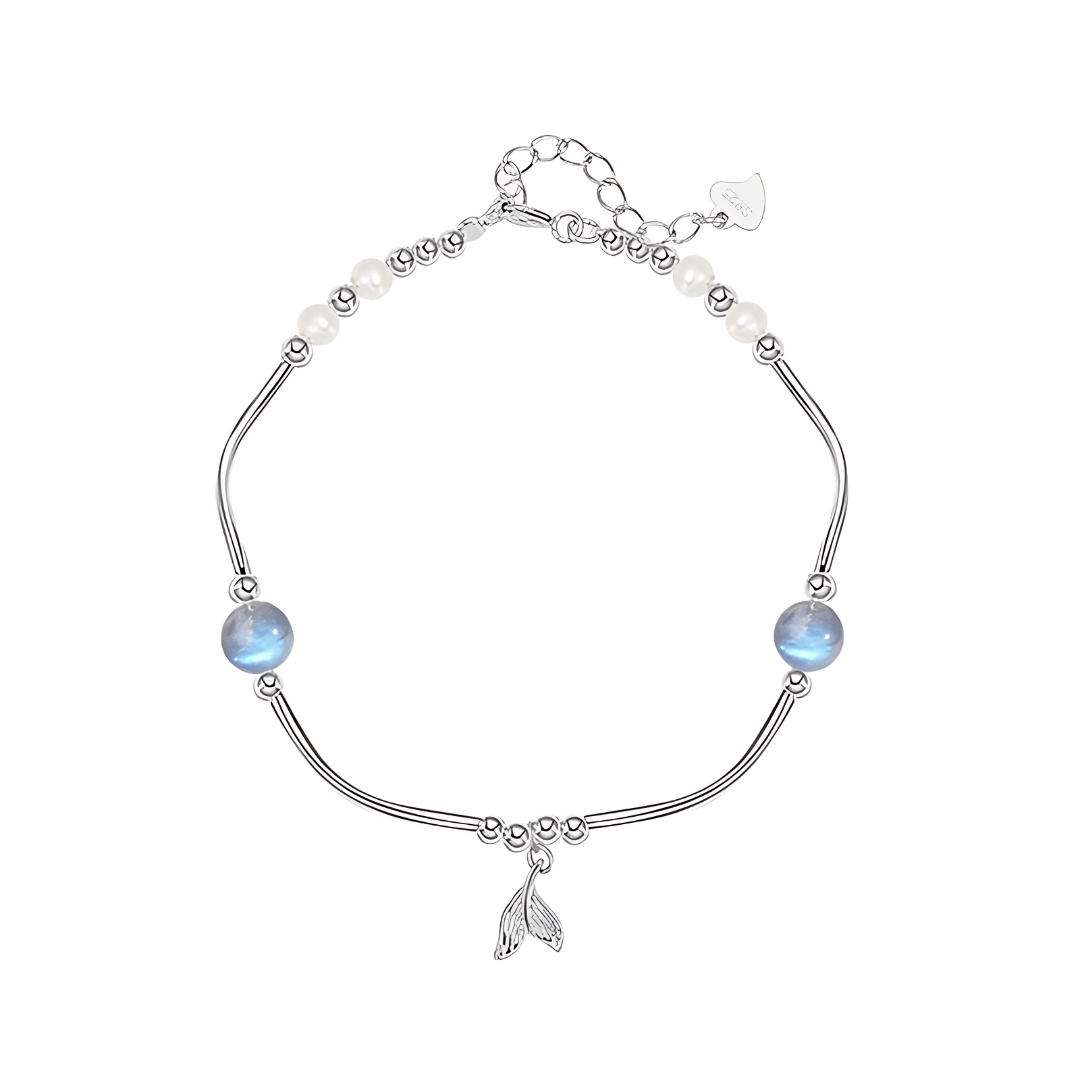 Whale Tail Simulated Moonstone Pearl Charm Bracelet for Women | Elegant Boho Jewelry Gift | Perfect for Parties, Weddings & Everyday Wear | SL0105