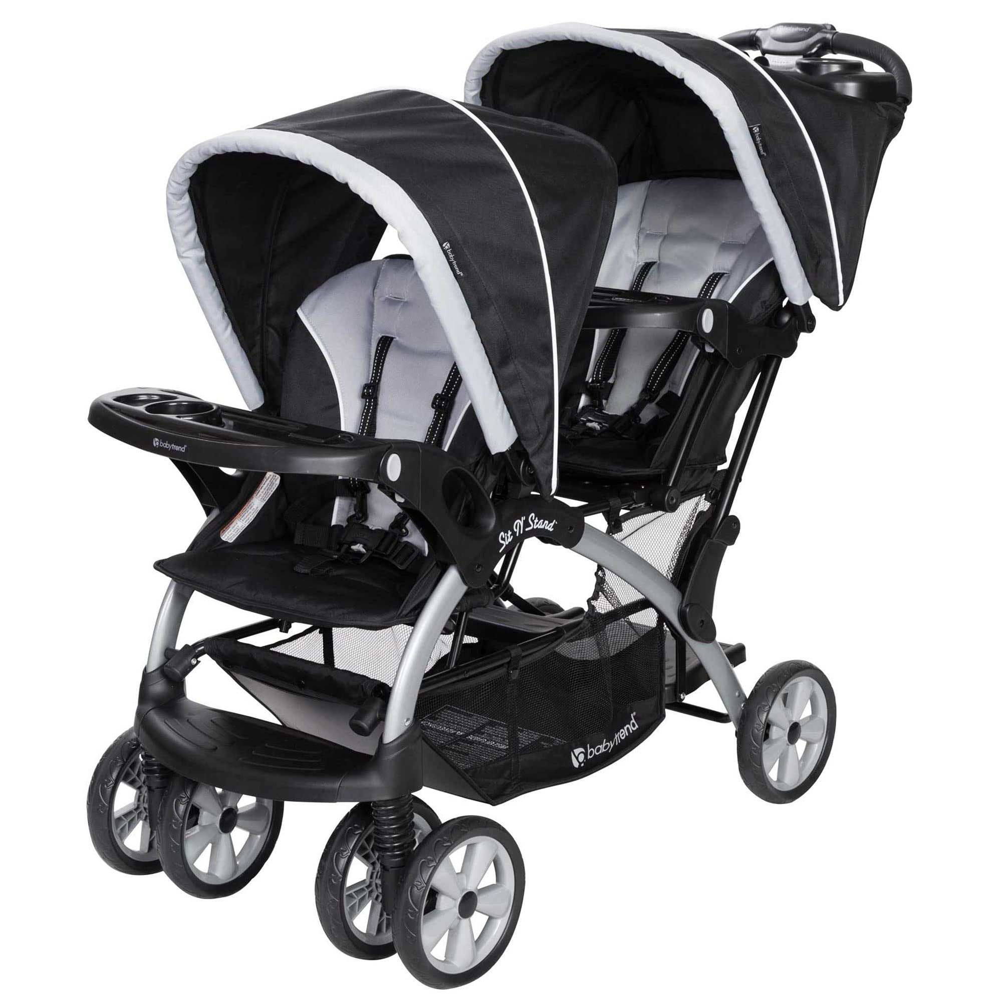 Baby Trend Double Stroller & Car Seat Combo for Infants & Toddlers - 2-Piece Travel System in Stormy | Perfect for Twins, Siblings & Daycare Outings