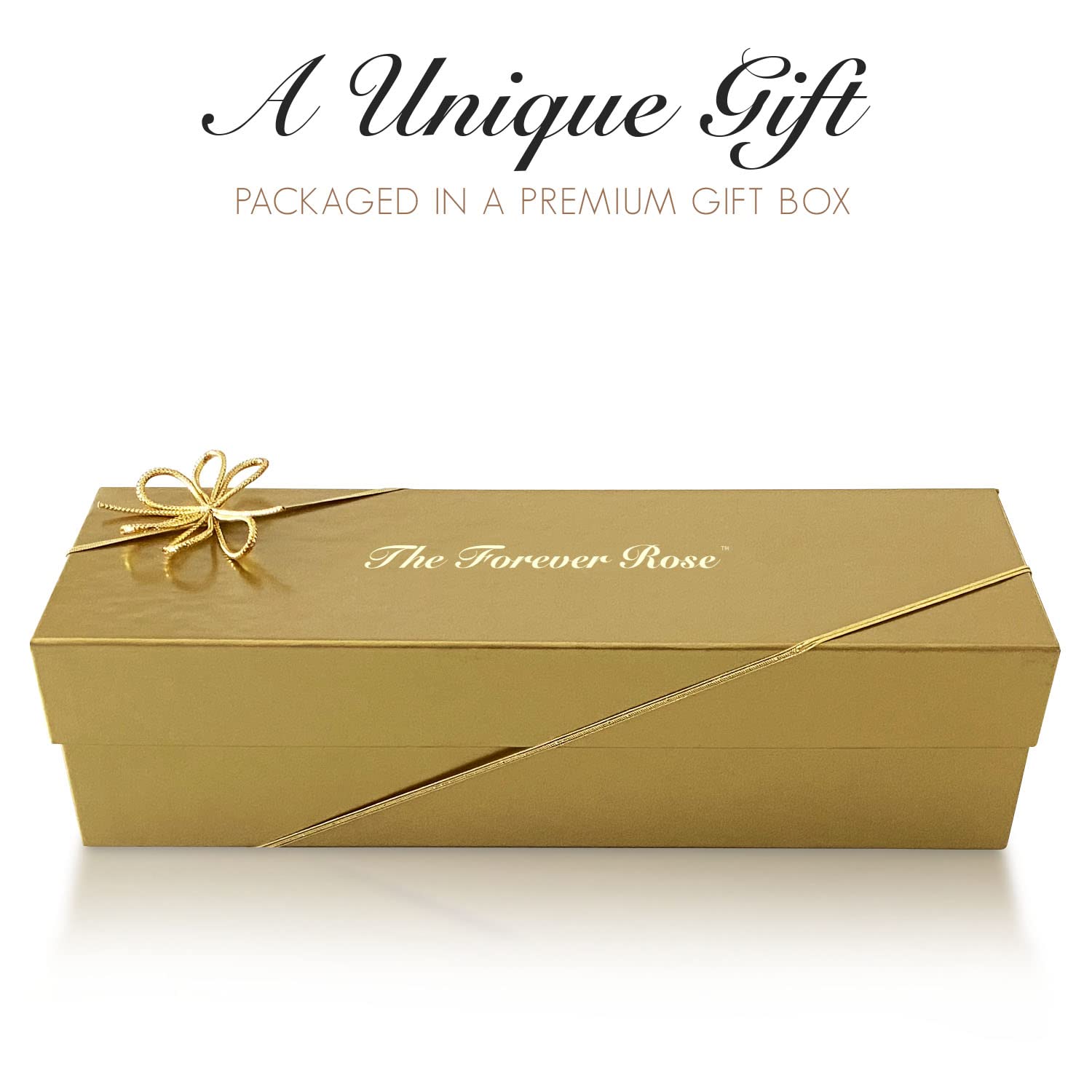 24K Gold Dipped Real White Rose with Diamond - April Birthstone Gift, 11-12