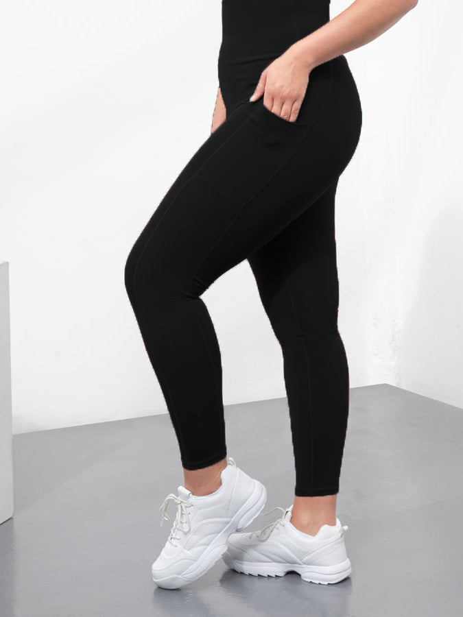 Tombo Core Pocket High Waist Thick Yoga Leggings for Women - Tummy Control Workout Leggings with Side Pockets - Perfect for Yoga, Gym, Running & Everyday Wear