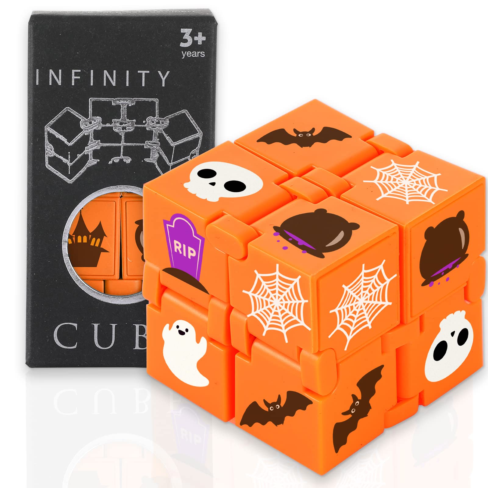 Halloween Infinity Cube Fidget Toy - Stress Relief Sensory Toy for Kids & Adults - Perfect for Anxiety Relief, Classroom Focus & Party Favors