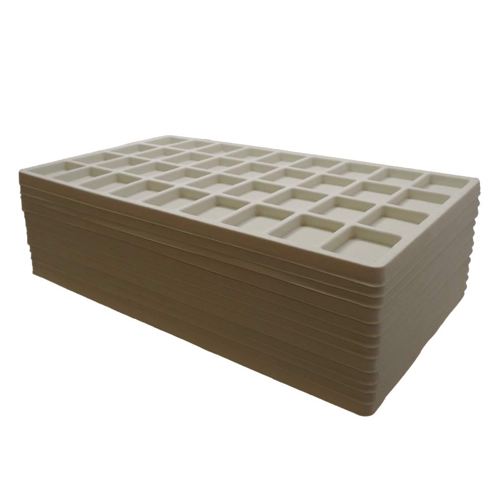 N'icePackaging 12-Pack Ivory-Tusk White 36-Slot Flocked Jewelry Storage Tray Inserts - Perfect for Organizing Rings, Earrings & Small Accessories - Ideal for Retail Display, Home Organization & Craft Storage