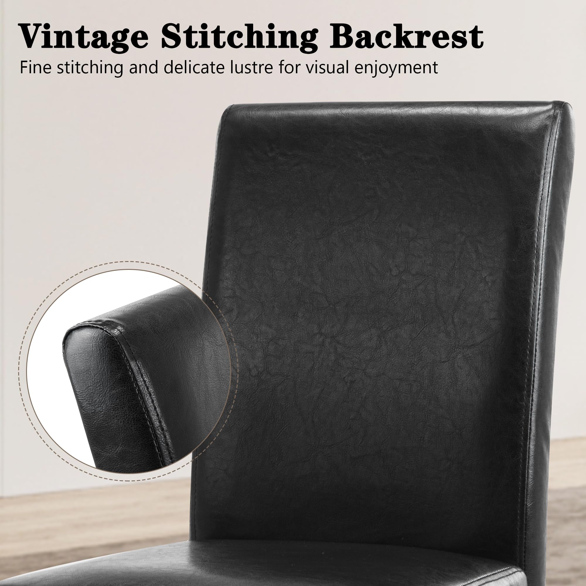 LSSBOUGHT Modern PU Leather Dining Chairs Set of 4 - Sturdy Solid Wood Legs, Urban Style Kitchen & Dining Room Seating (Black) - Perfect for Home, Restaurant & Office Use