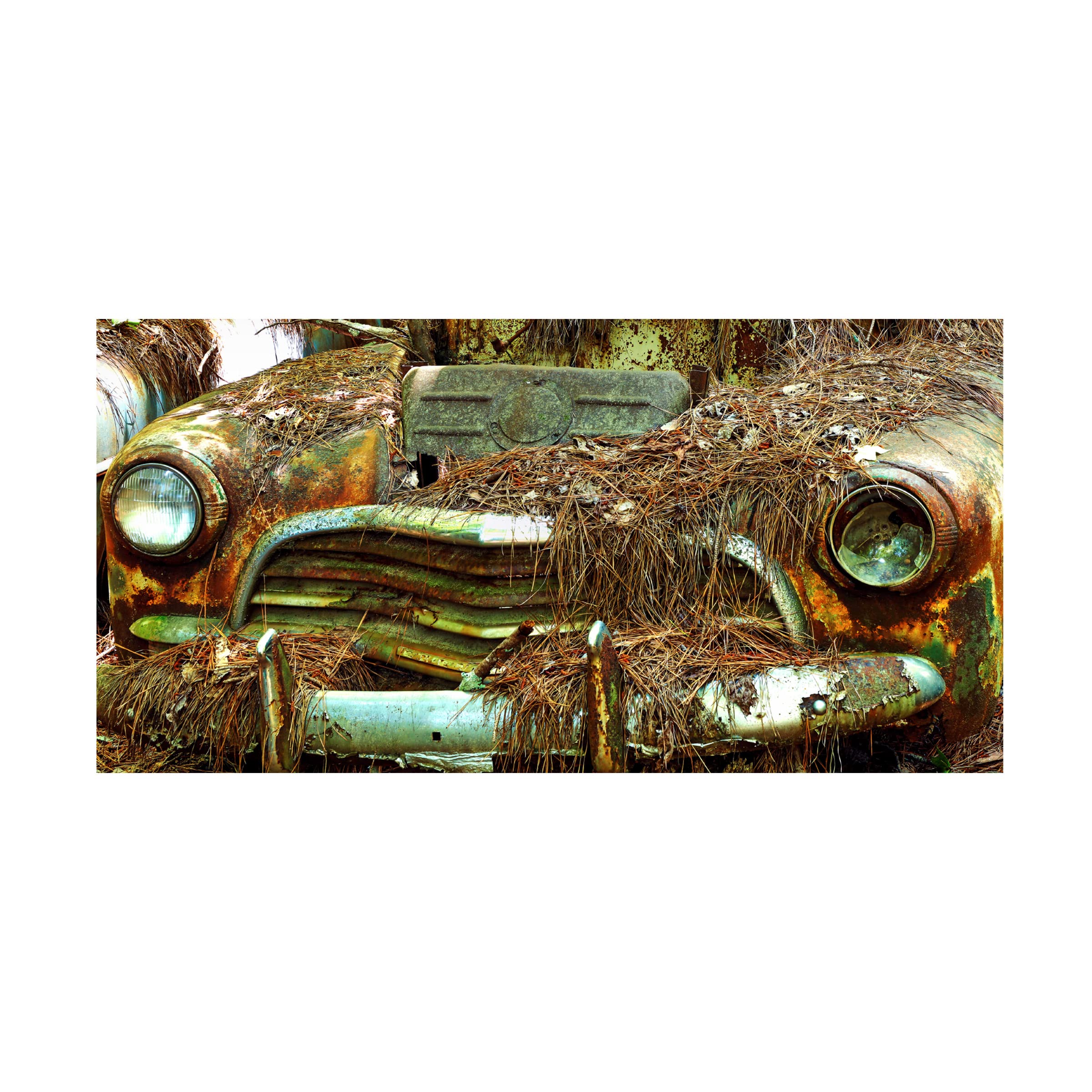 James McLoughlin 'Car Graveyard III' Canvas Wall Art Print 12x24 Inches - Vintage Automotive Decor for Living Room, Office & Man Cave