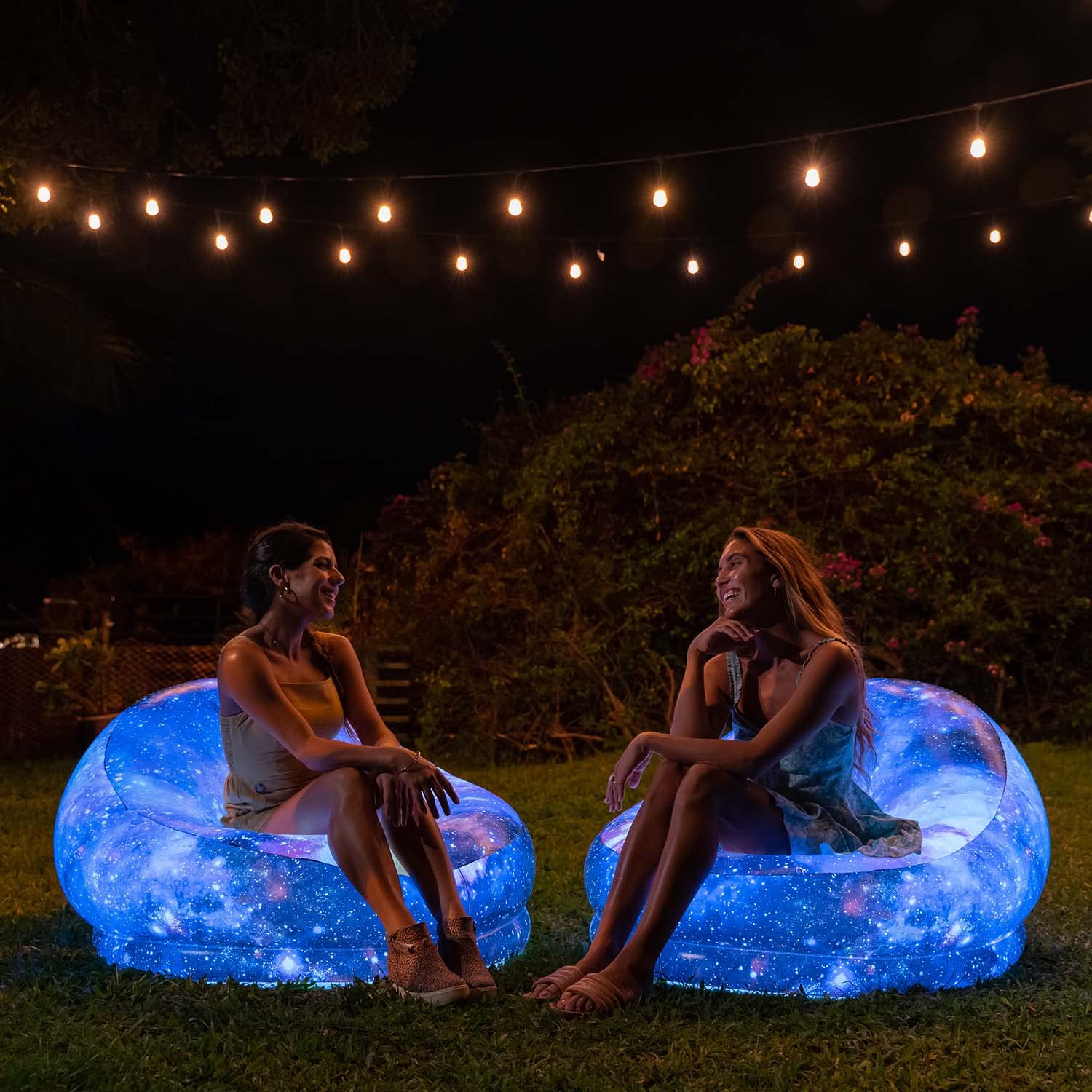 Inflatable LED Light Up Chair - Air Candy Galaxy Hubble Telescope Illuminated Gaming Chair for Adults & Teens - Perfect for Bedroom Decor, Gaming Setup, Outdoor Parties & Relaxation