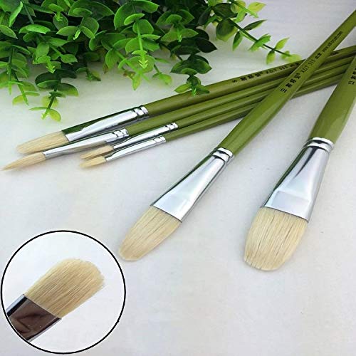 6Pcs Professional Nylon Paint Brushes Set - Short Handle Oil, Acrylic & Watercolor Brushes for Artists - Perfect for Canvas Painting, DIY Crafts & School Art Projects