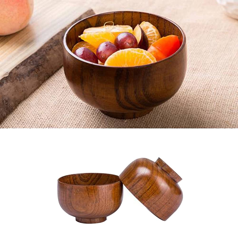 6-Piece Wooden Serving Bowls Set - Perfect for Rice, Soup, Dip, Coffee, Tea & Salad - Natural Wood Tableware for Kitchen, Dining & Home Decor