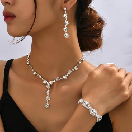 C:Silver Prom Jewelry Set