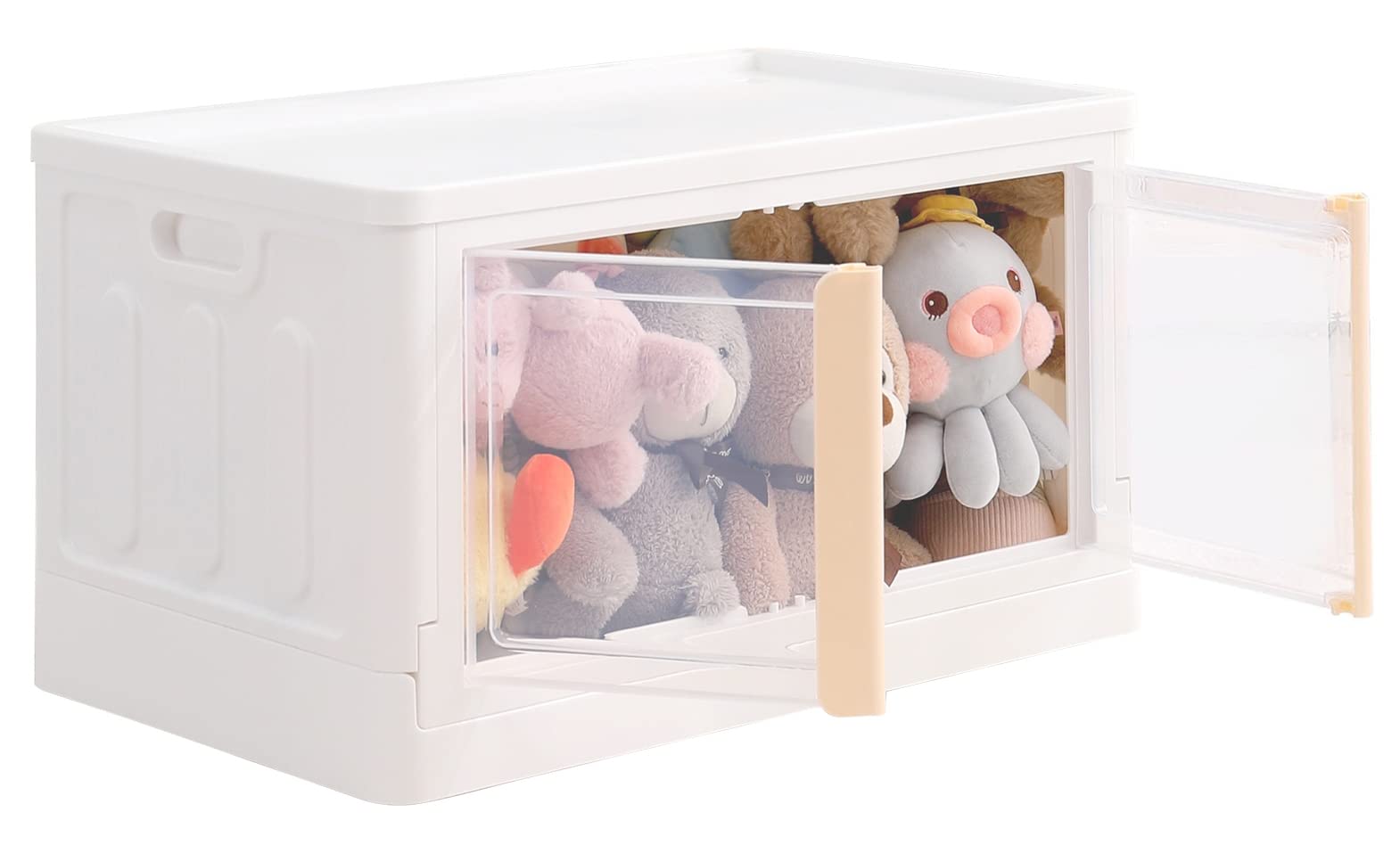 76 Qt Large Plastic Storage Bins with Lids & Wheels - White Stackable Foldable Storage Containers with Front Door Access for Kitchen, Bedroom, Bathroom Organization | Perfect for Home Storage, Closet Organization & Garage Shelving