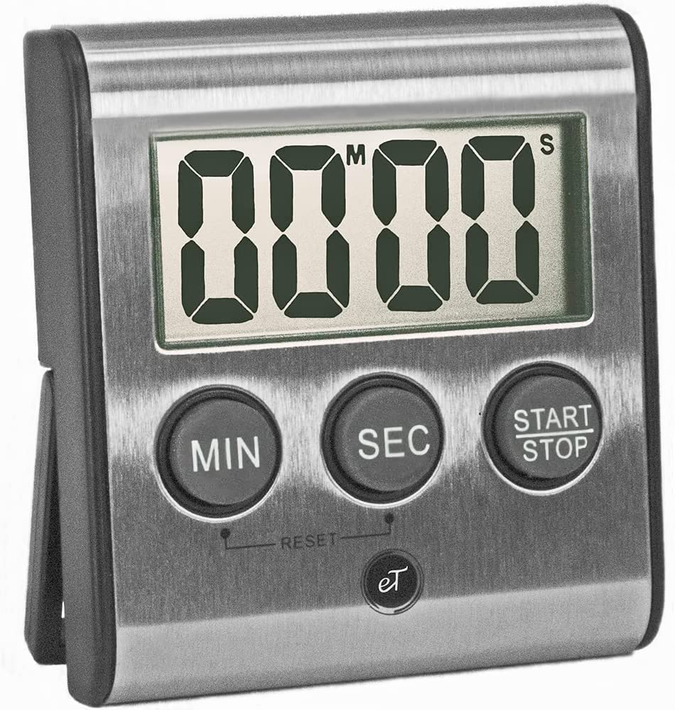 Premium Digital Kitchen Timer - Stainless Steel eT-23 with Super Strong Magnetic Back, Loud Alarm, Large LCD Display, Auto Memory & Shut-Off | Perfect for Cooking, Baking, Workouts, Labs & Classroom Use by eTradewinds