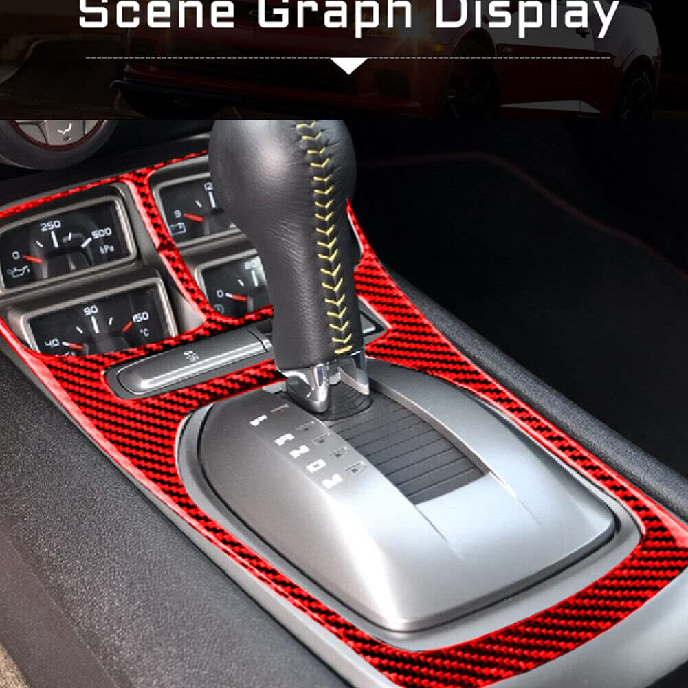 Red Carbon Fiber Transmission Panel Frame Trim for 2010-2015 Chevrolet Camaro - Interior Upgrade Accessories for Enhanced Style & Protection (Perfect for Car Shows, Racing Events & Daily Driving)